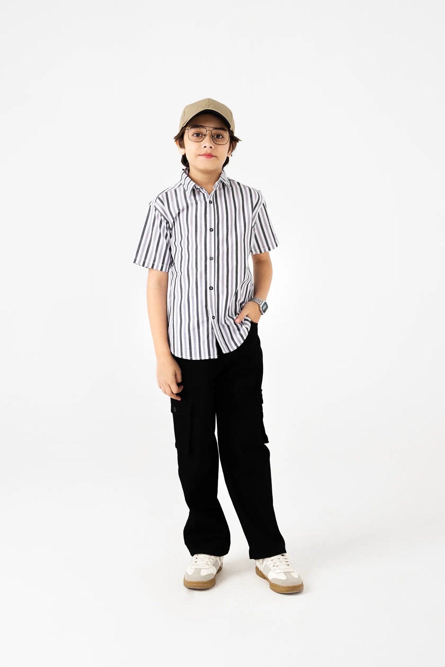 Chic Stripe Button-Up Cotton Shirt