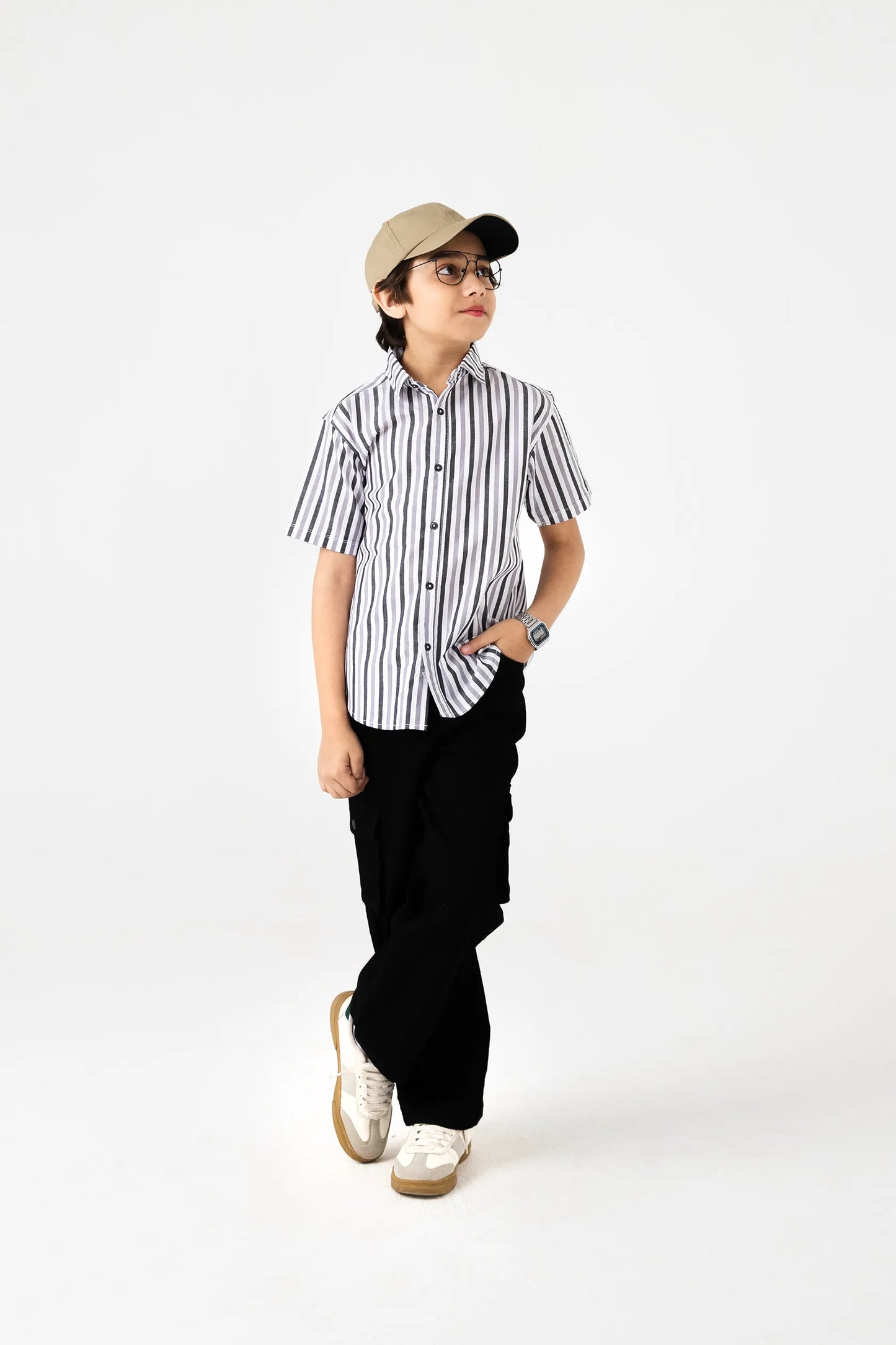 Chic Stripe Button-Up Cotton Shirt
