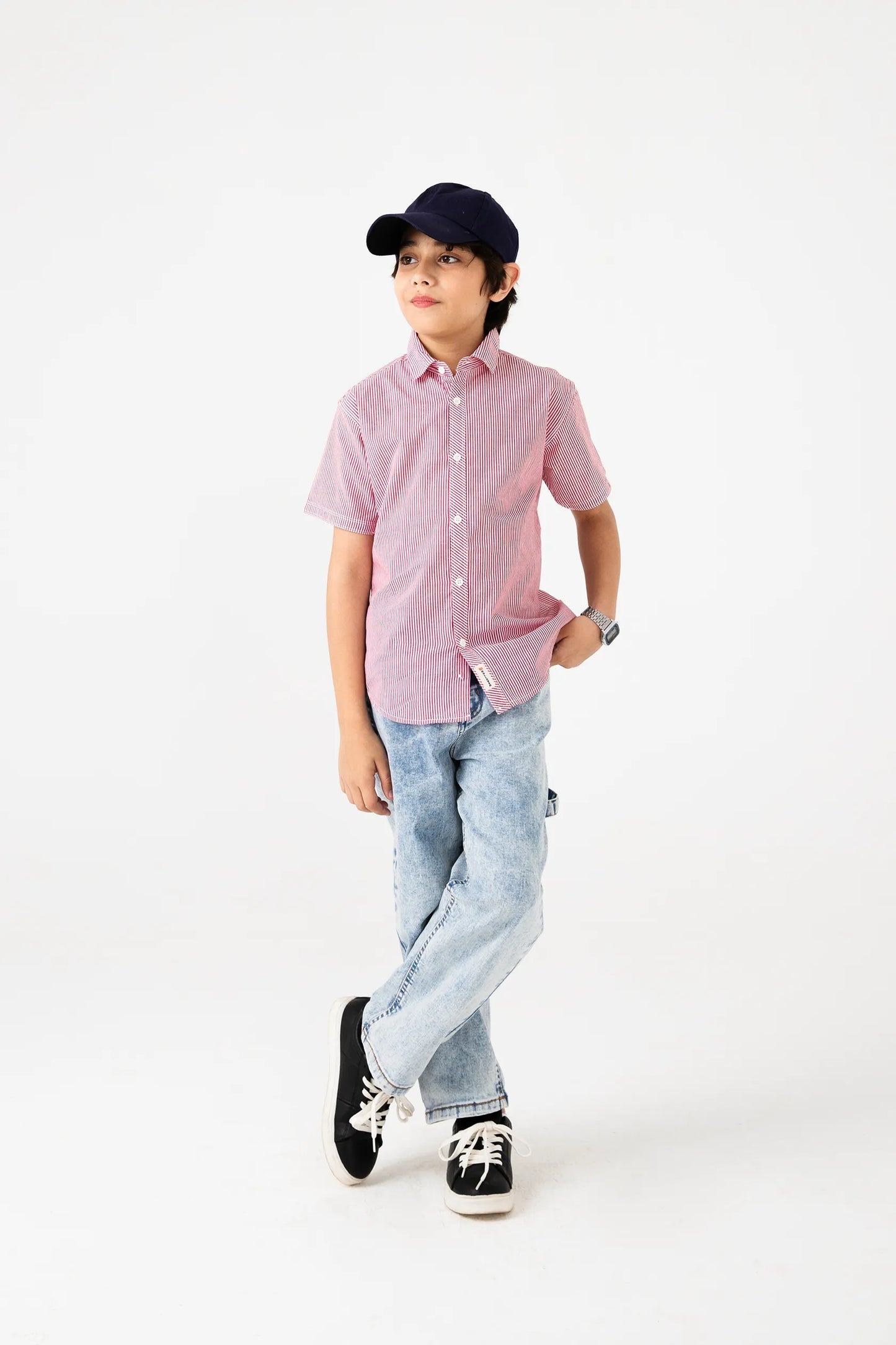 Boys Red Stripe Casual Shirt