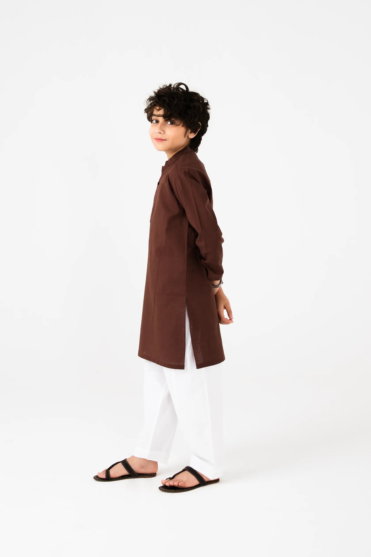 Boys Classic Brown Cotton Kurta