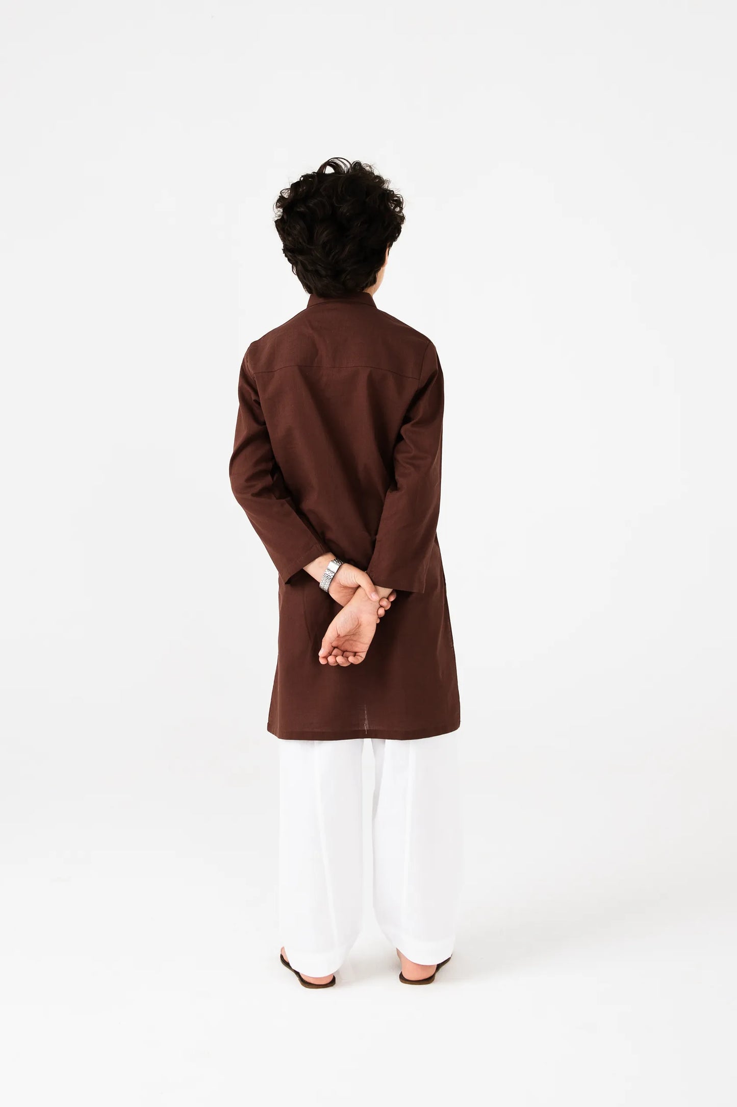 Boys Classic Brown Cotton Kurta