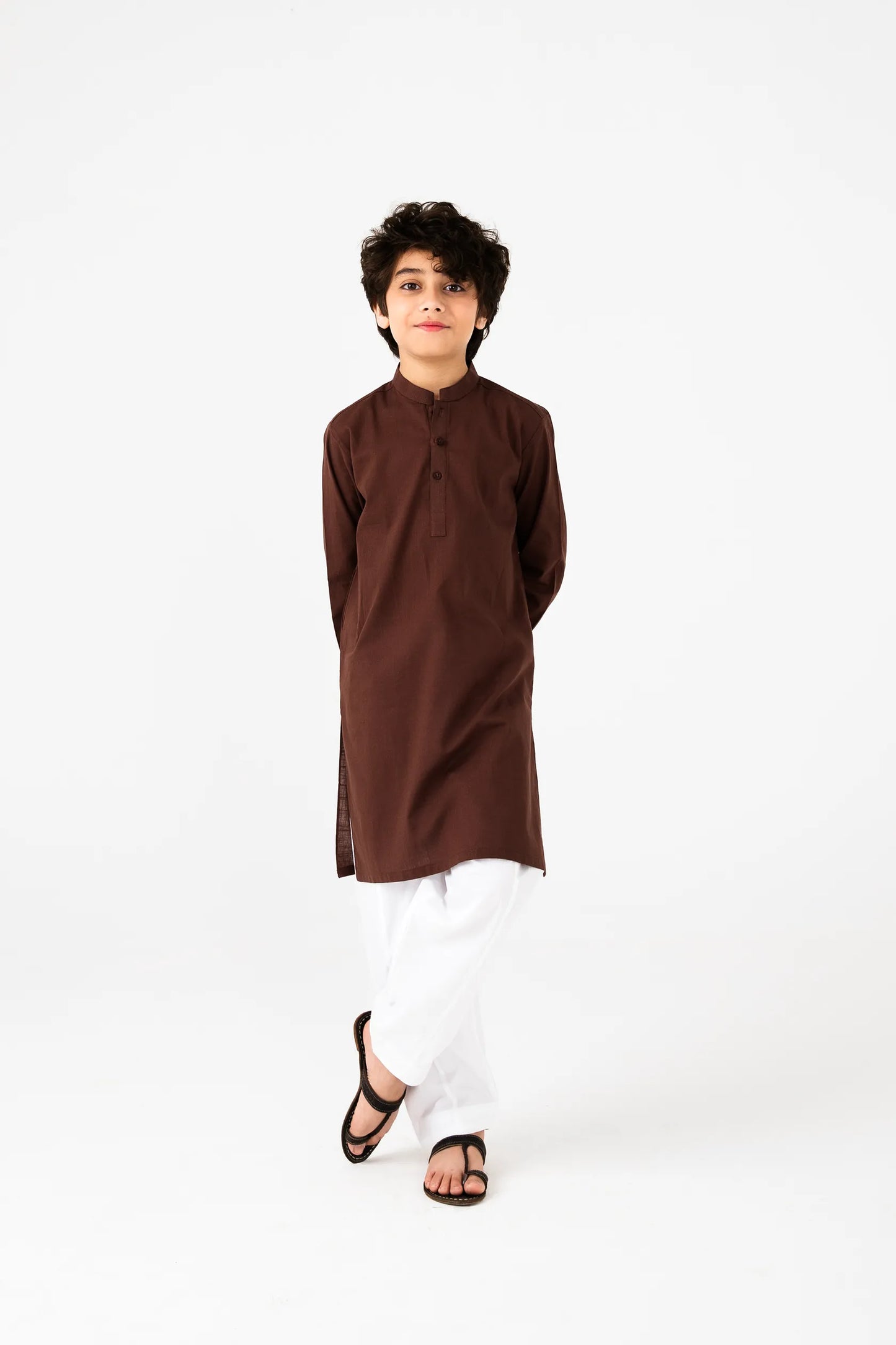 Boys Classic Brown Cotton Kurta