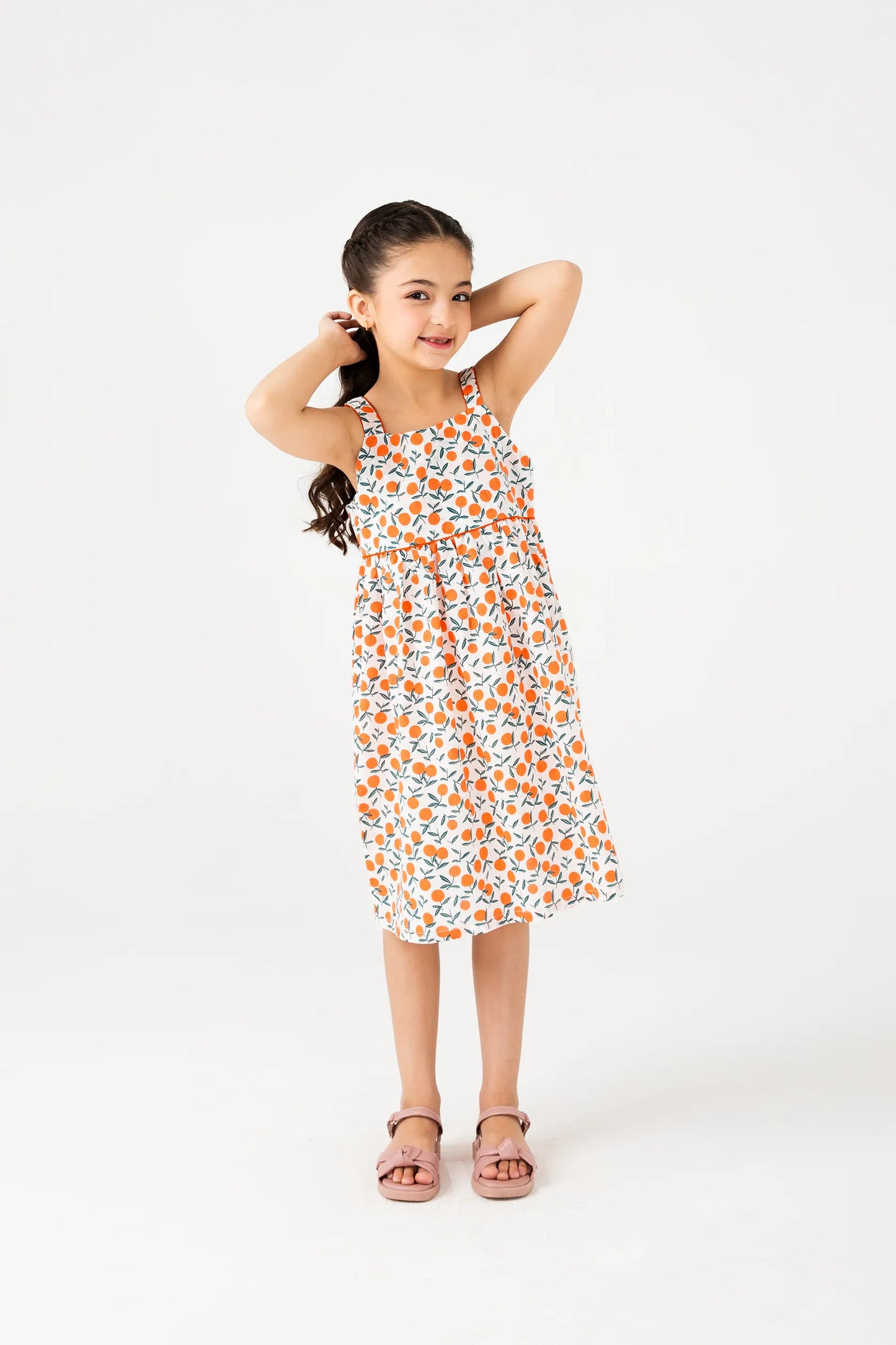 Citrus Twirl Cotton Dress