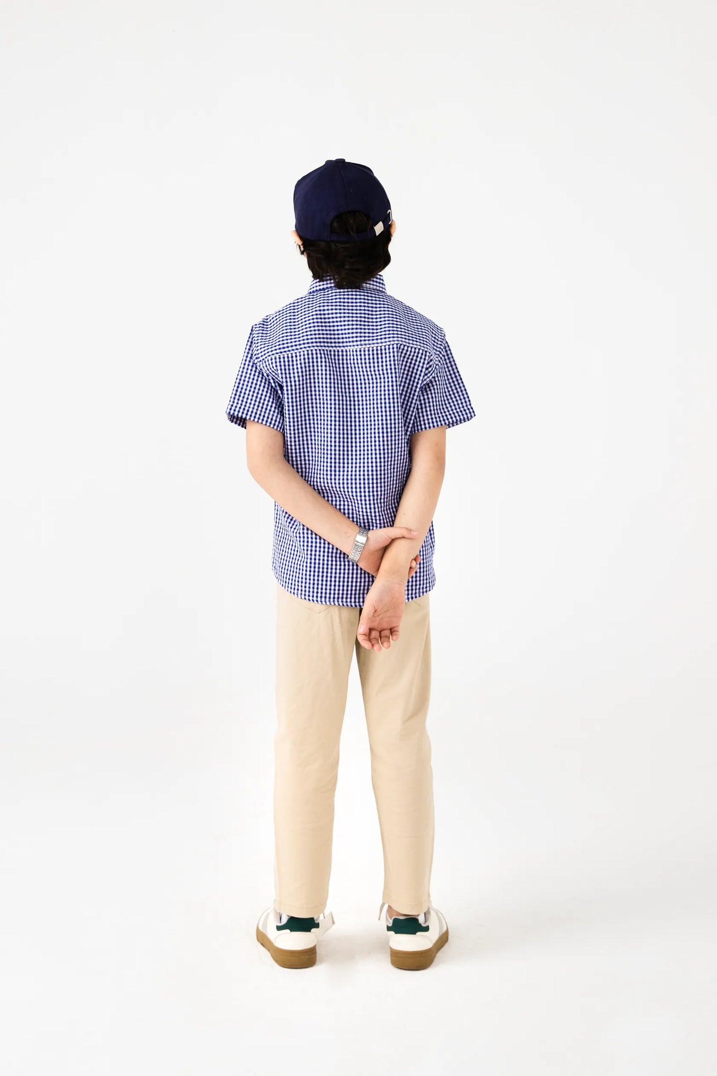 Boys Blue Checkered Cotton Shirt