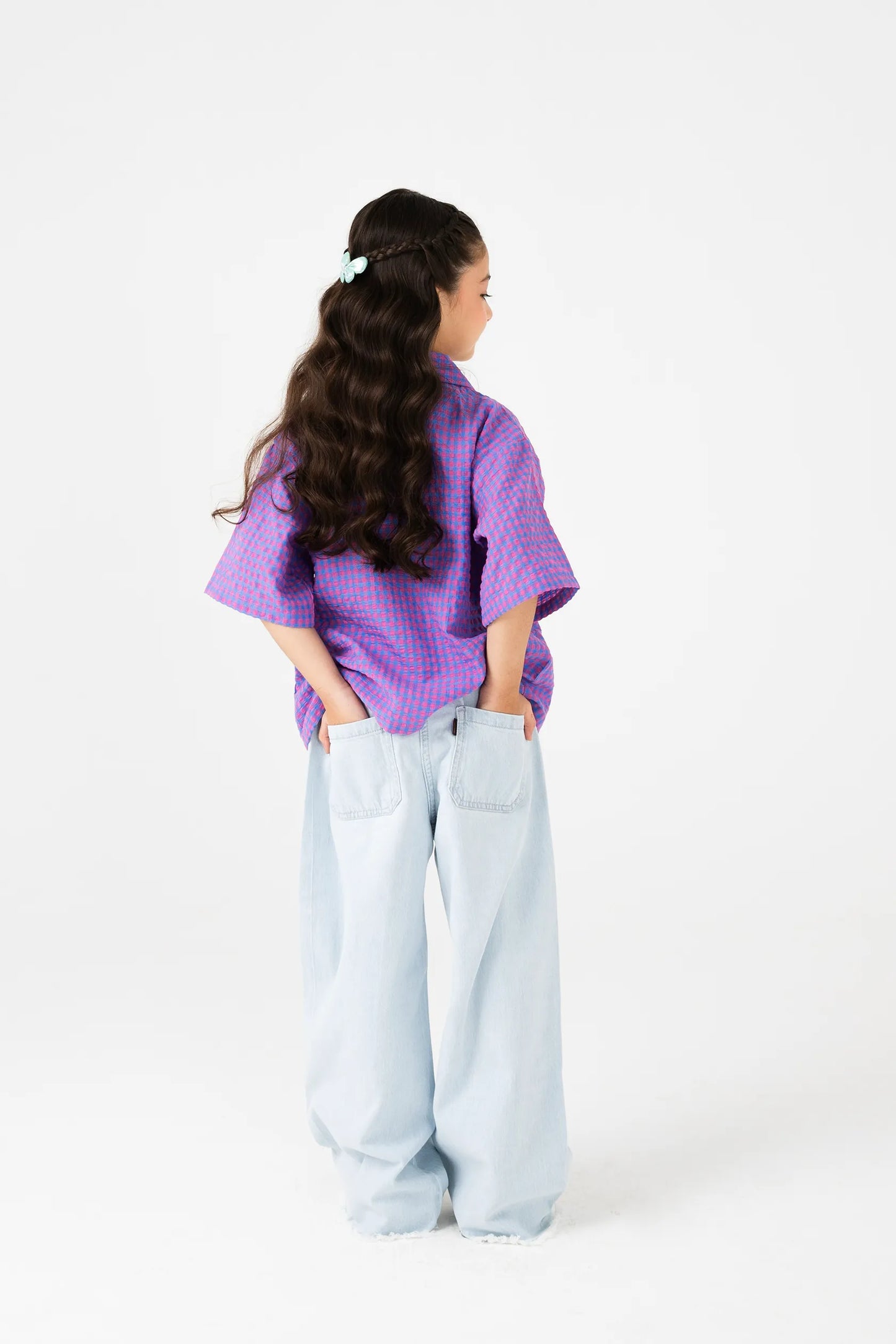 Blueberry Check Cotton Top