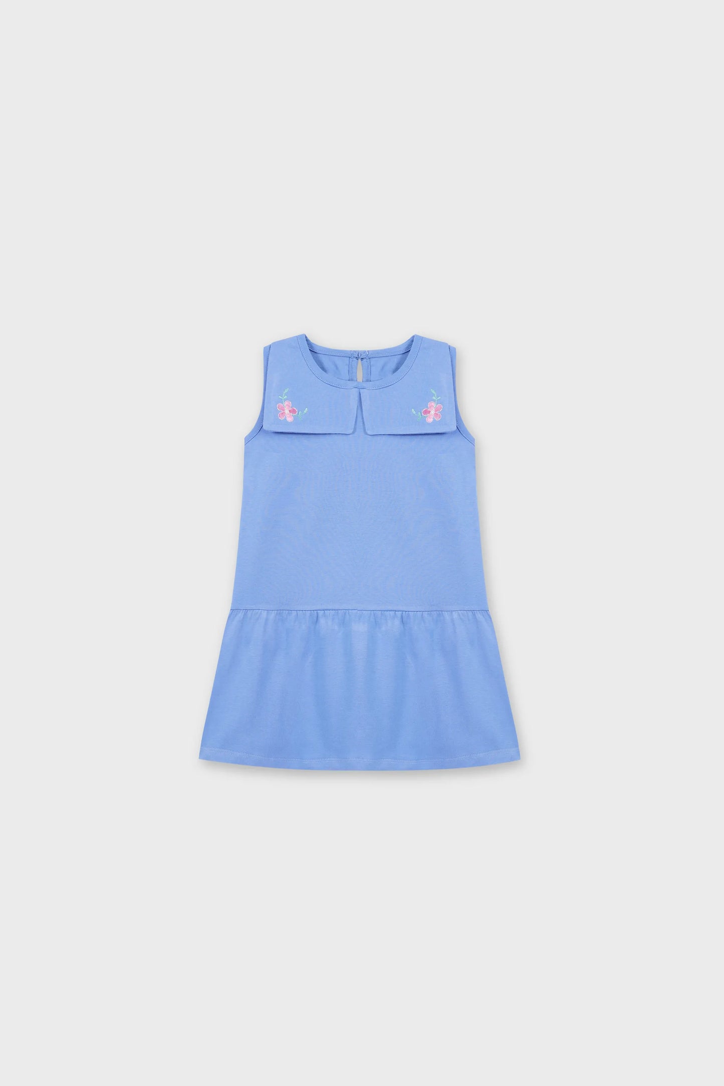 Sky Petal Collared Jersey Frock