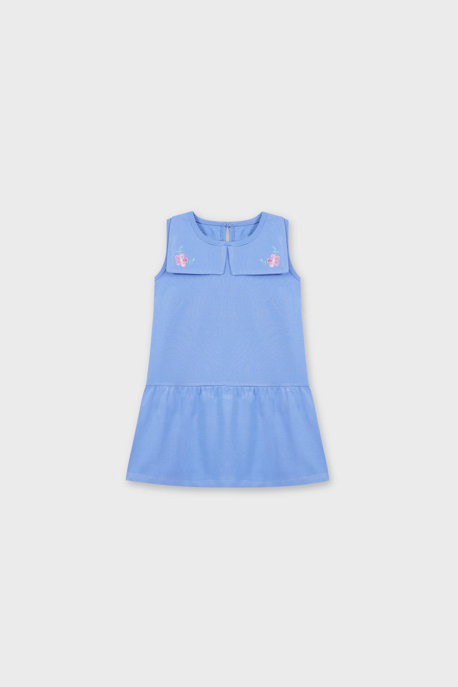 Sky Petal Collared Jersey Frock