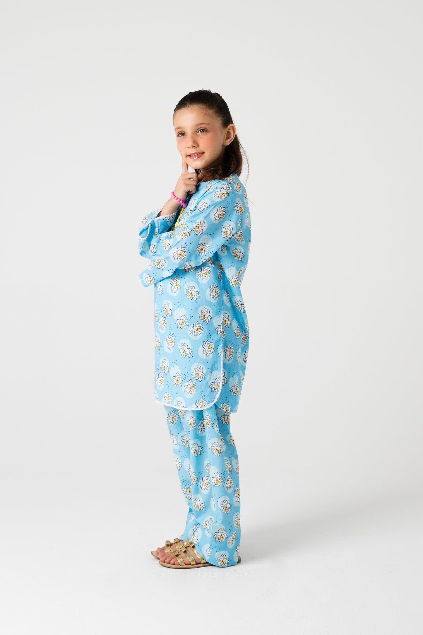 Sky Blossom Cotton Kurta Shalwar - 2pc