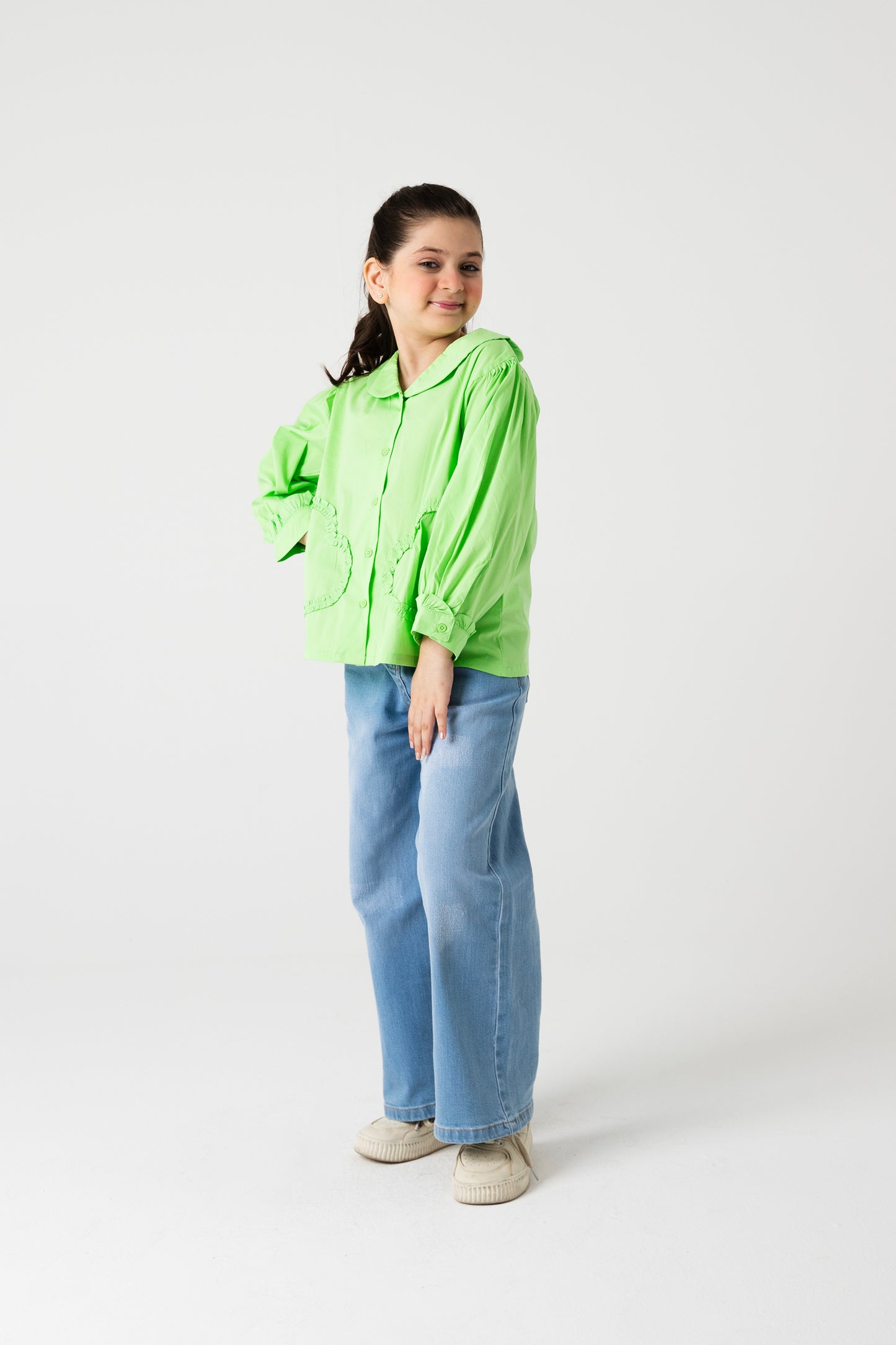 Lime Glow Collar Top
