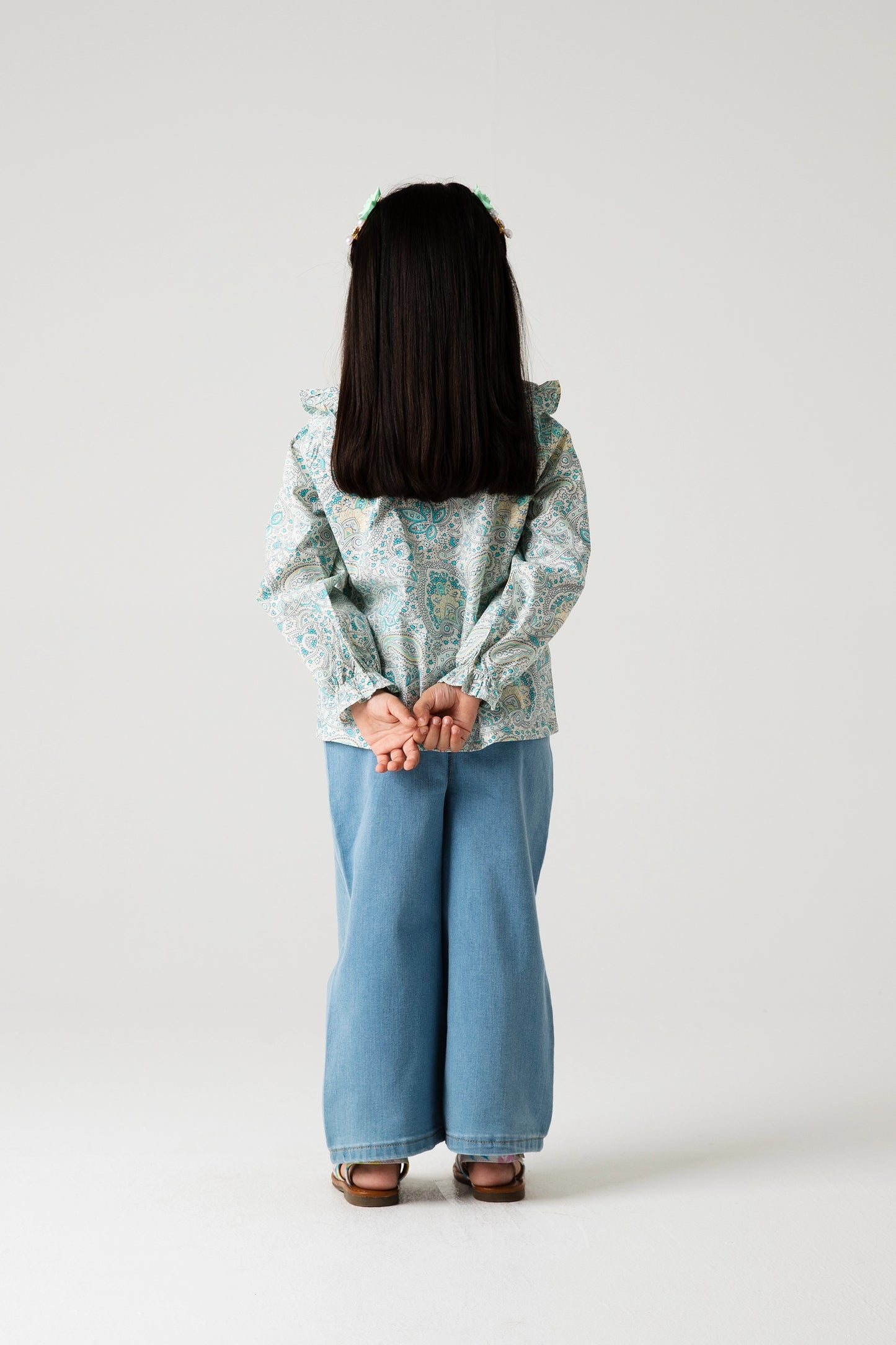 Girls Floral Charm & Denim Combo