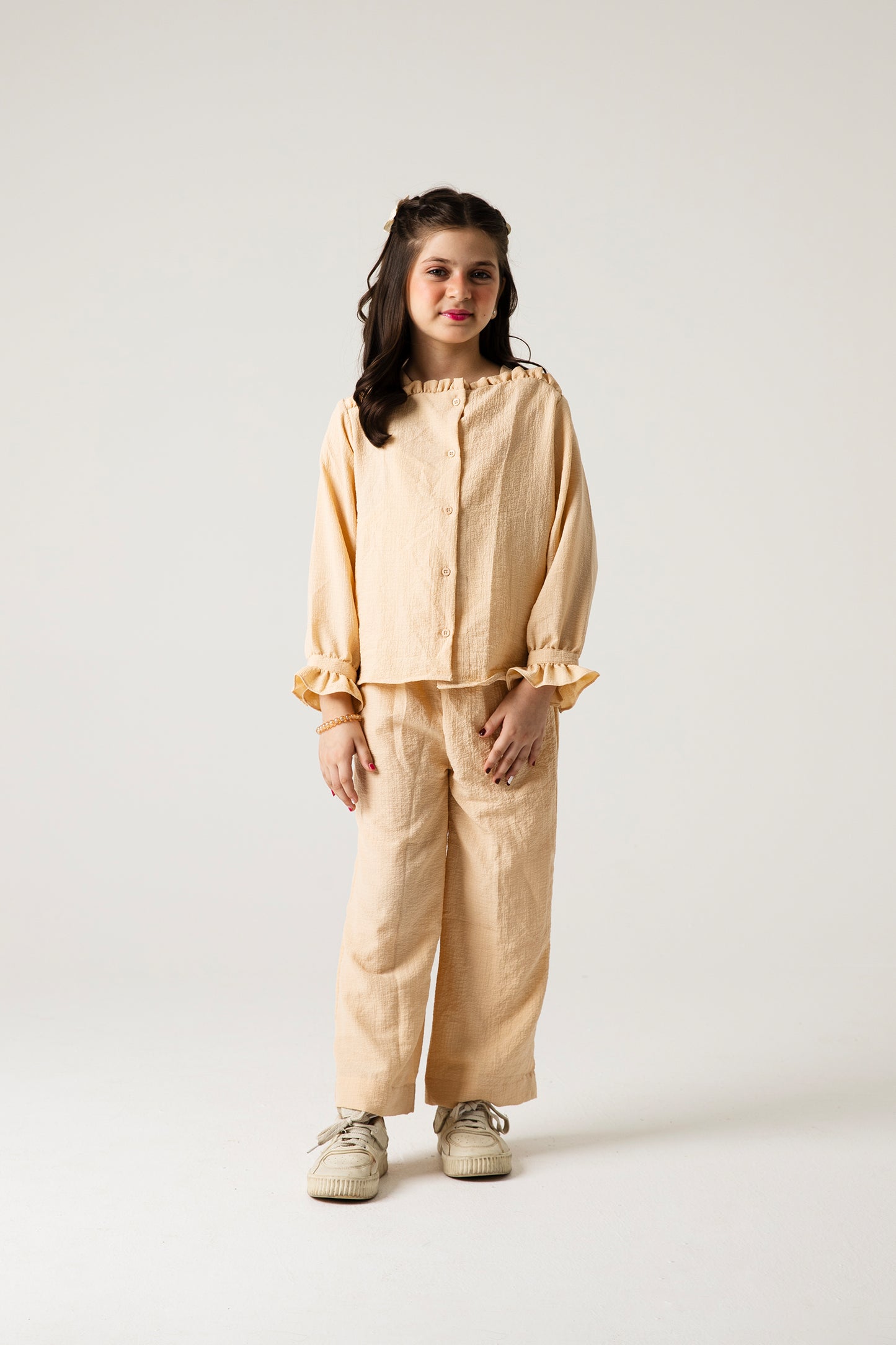 Soft Beige Frilly Co-ord Set