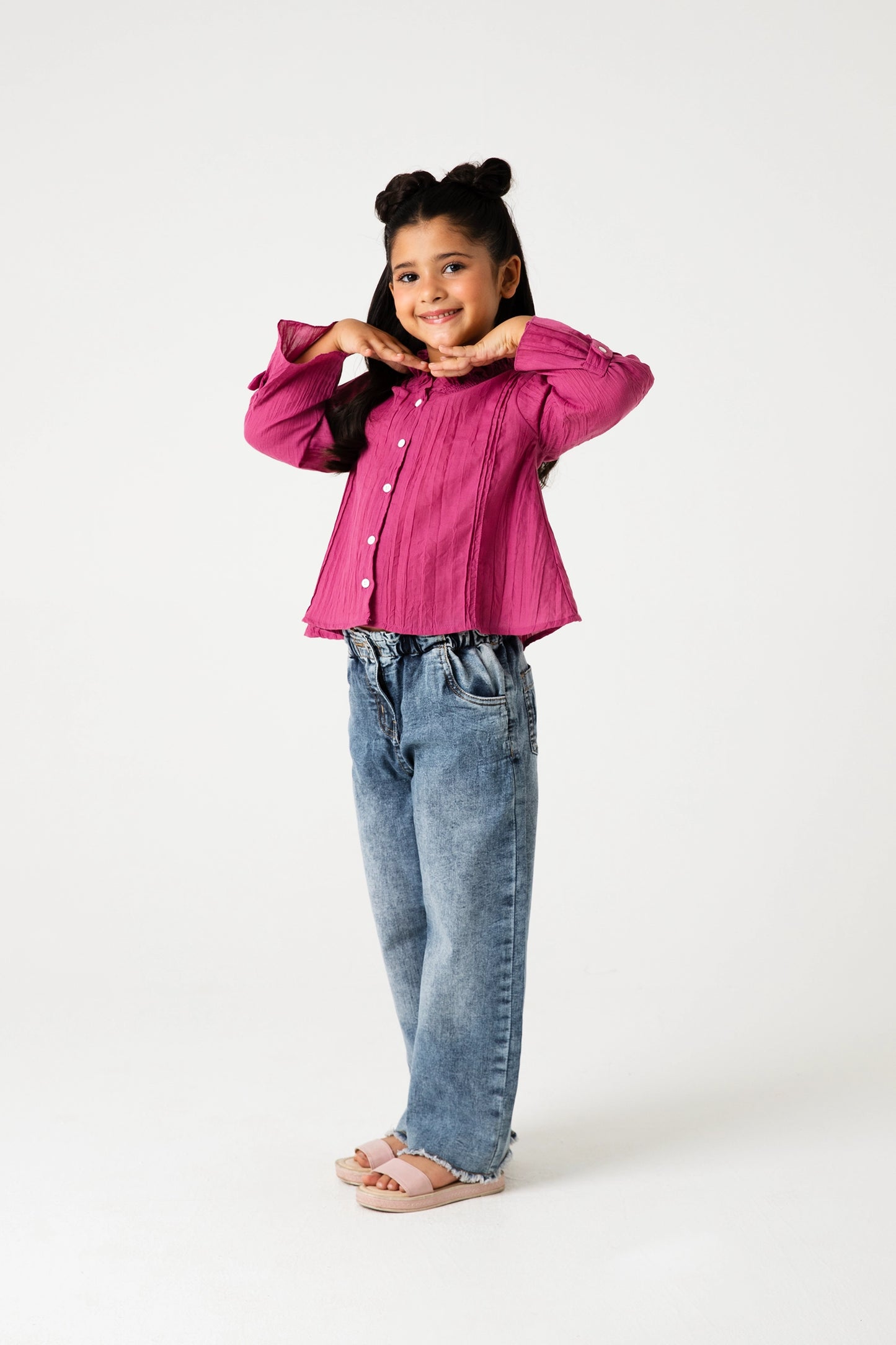 Solid Pink Frilly Cotton Top