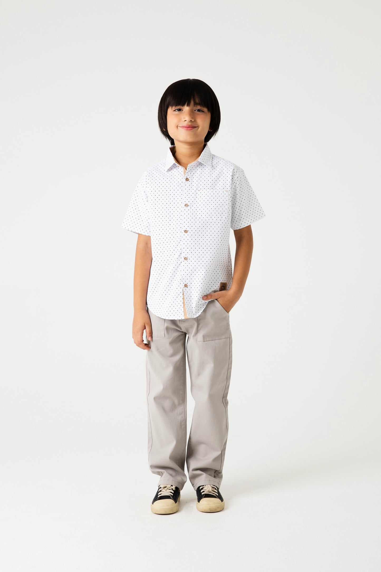 Boys Classic Dot Cotton Shirt