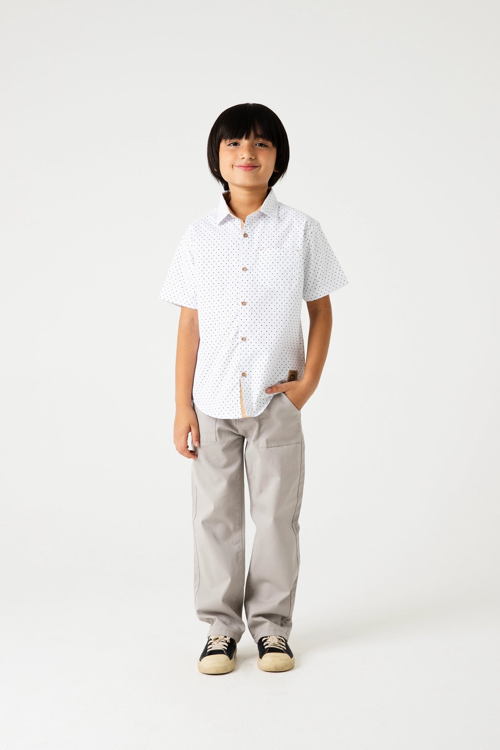Boys Classic Dot Cotton Shirt