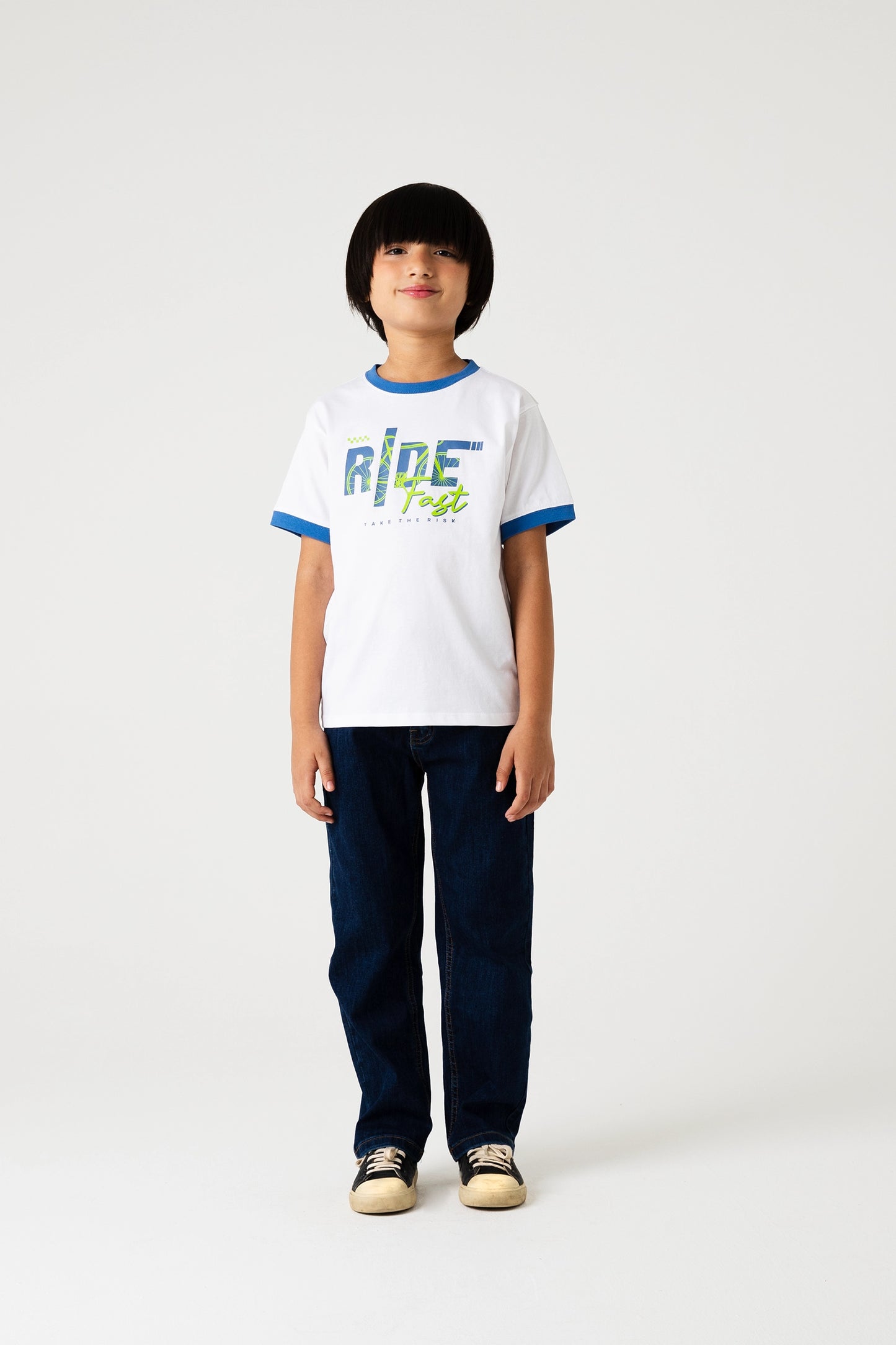Boys White Ride Fast Tee