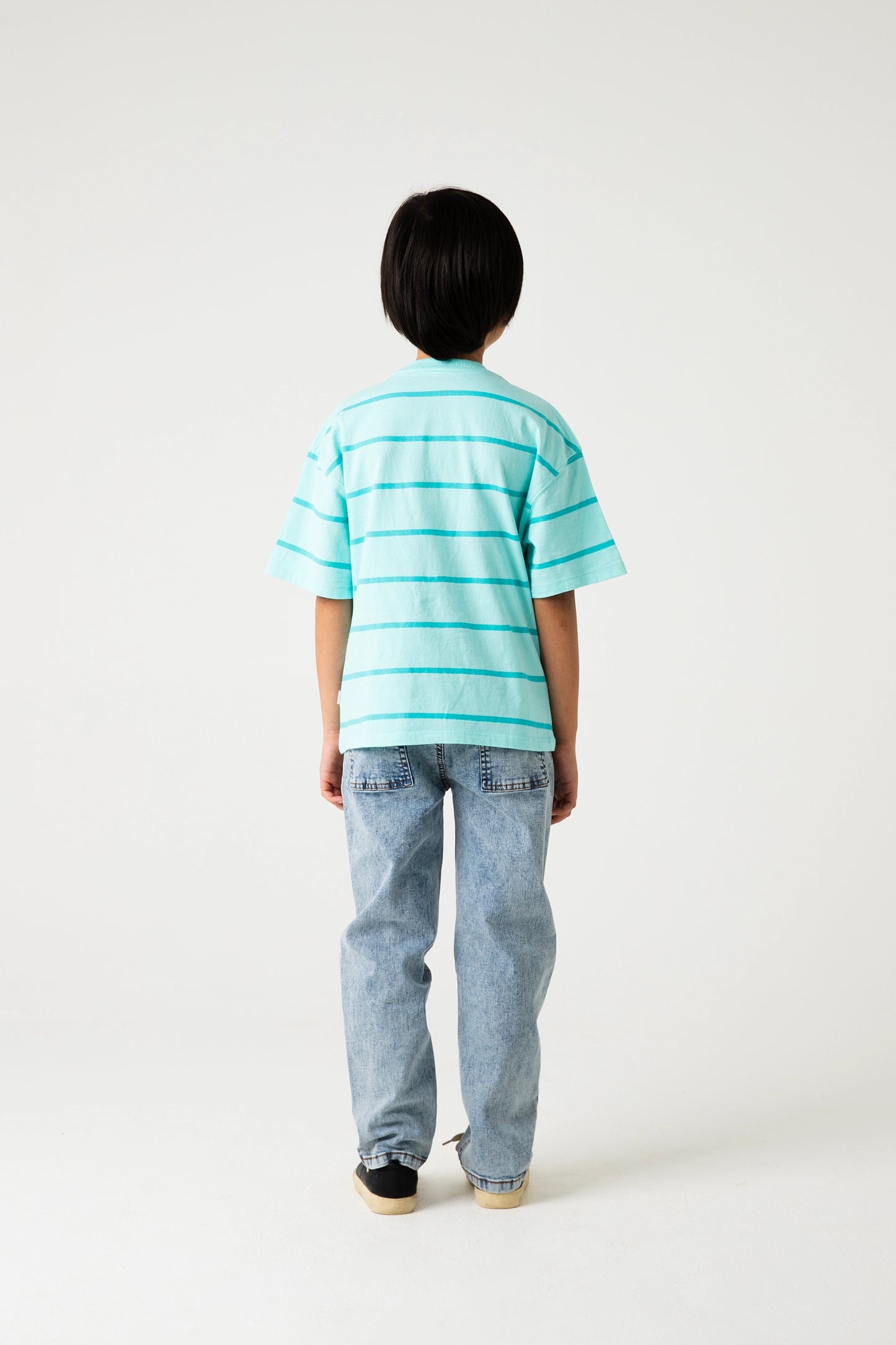 Aqua Stripe Drop Tee & Jeans Set