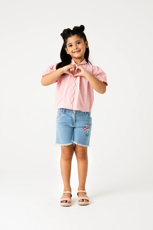 Blush Pink Wavy Cotton Top