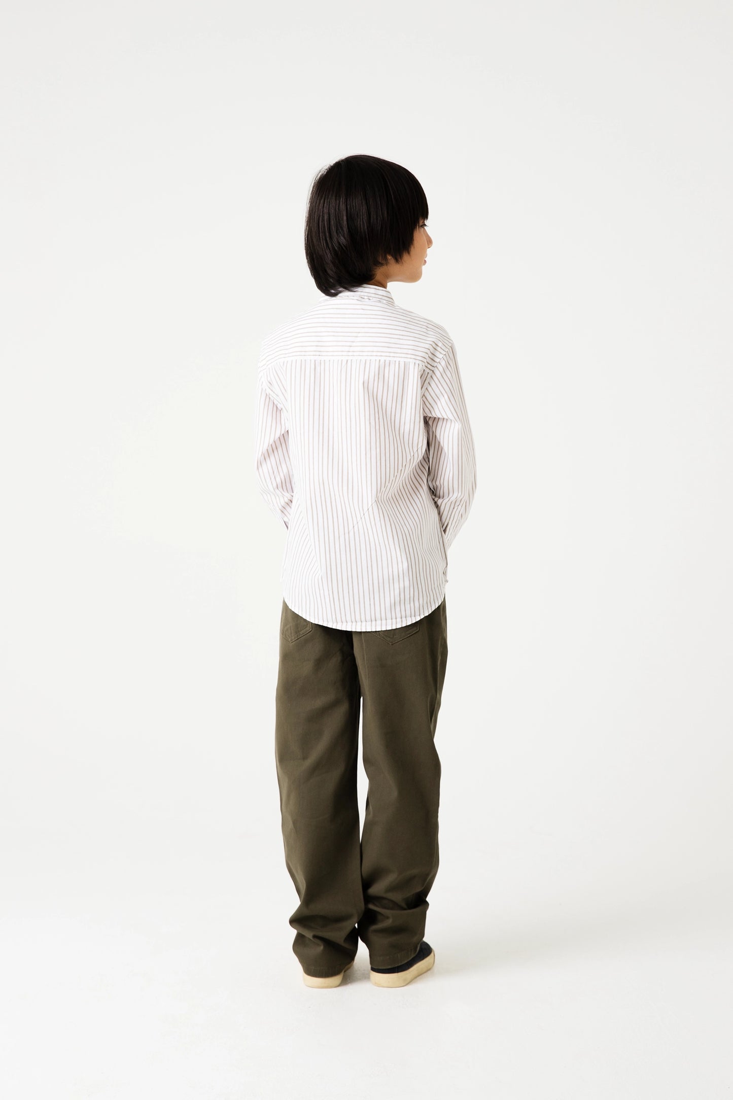 Classic Striped Shirt with Olive Pants