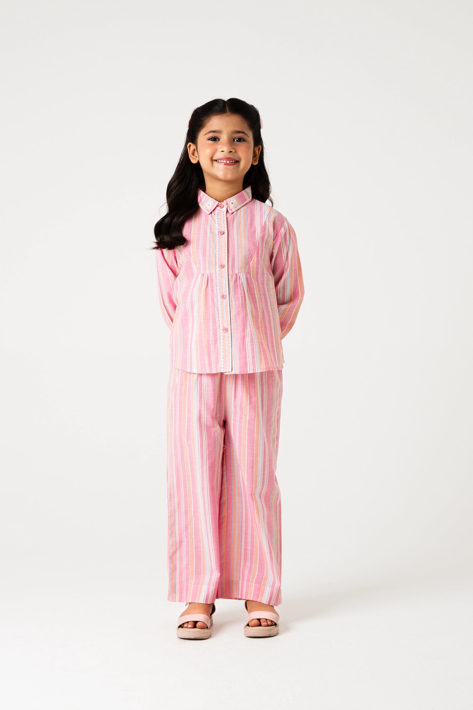 Rosy Stripe Cotton Co--ord Set