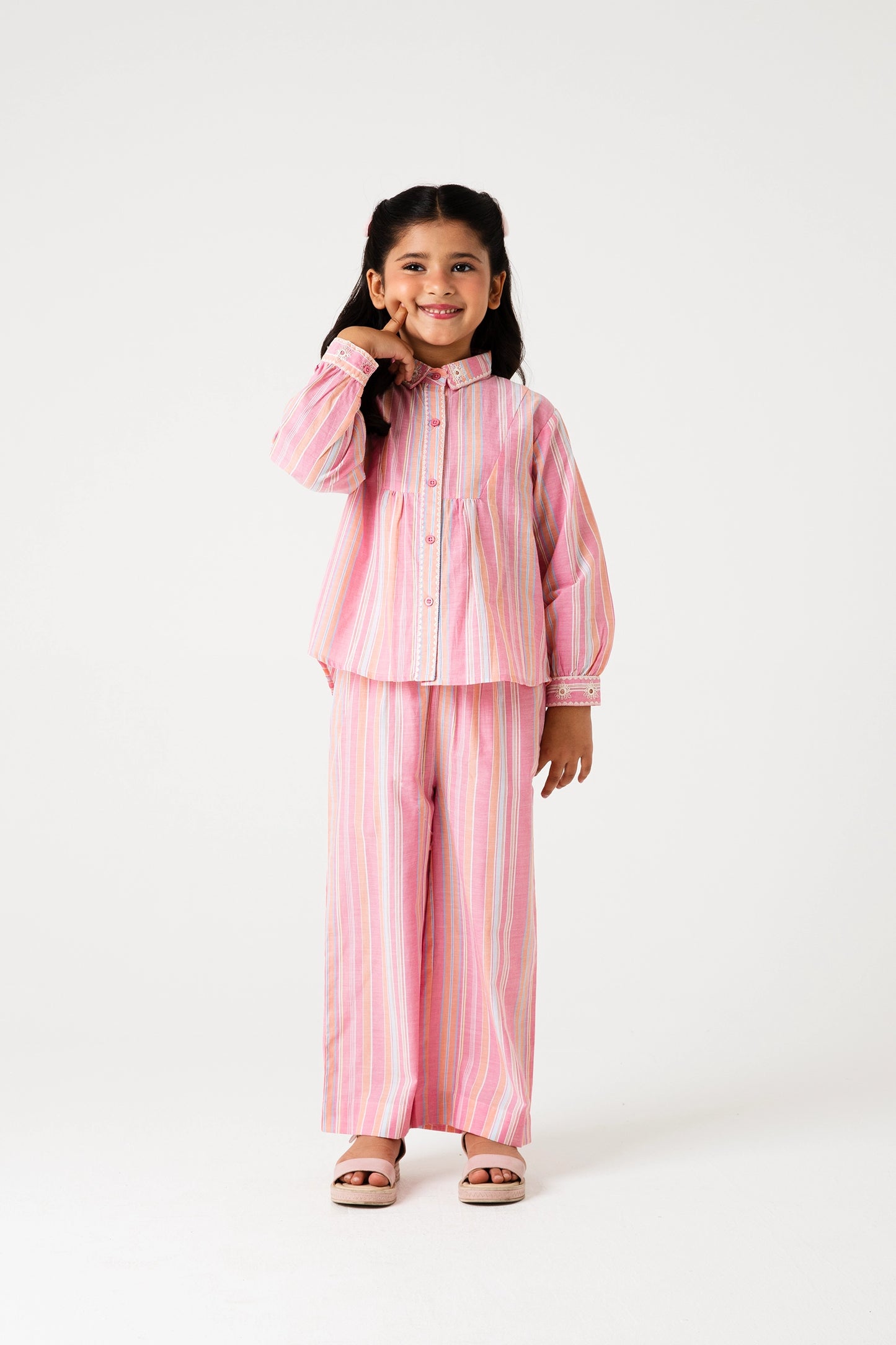 Rosy Stripe Cotton Co--ord Set