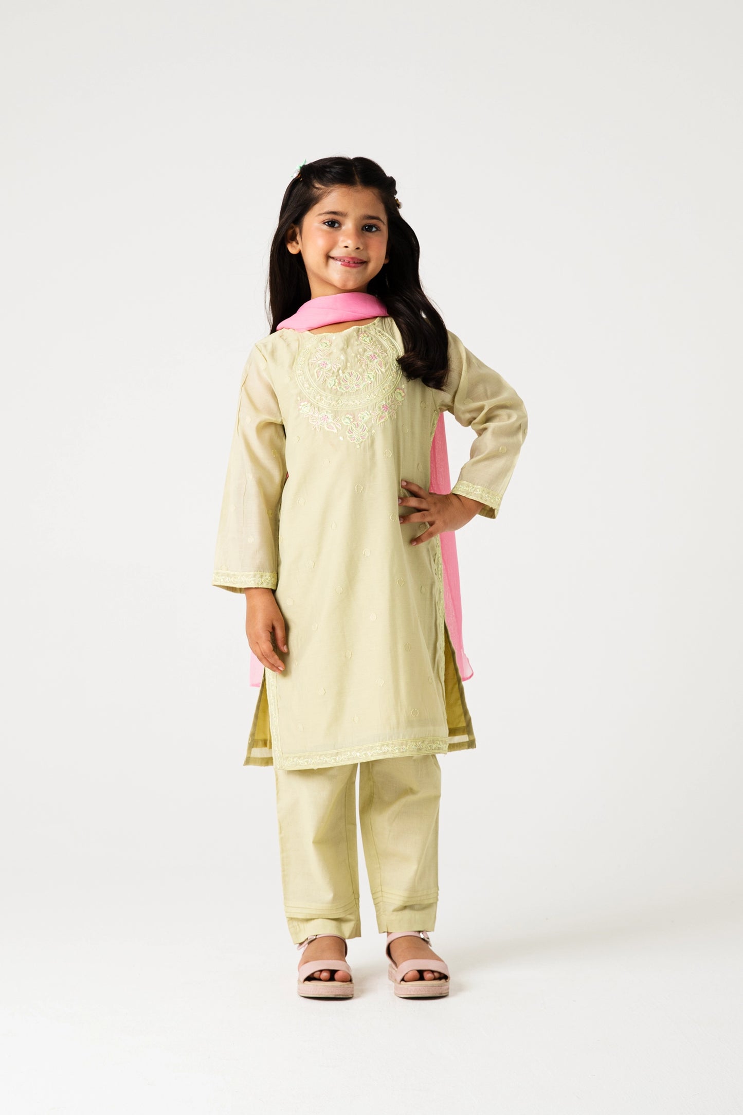Pastel Pistachio Festive Kurta Set - 3pc