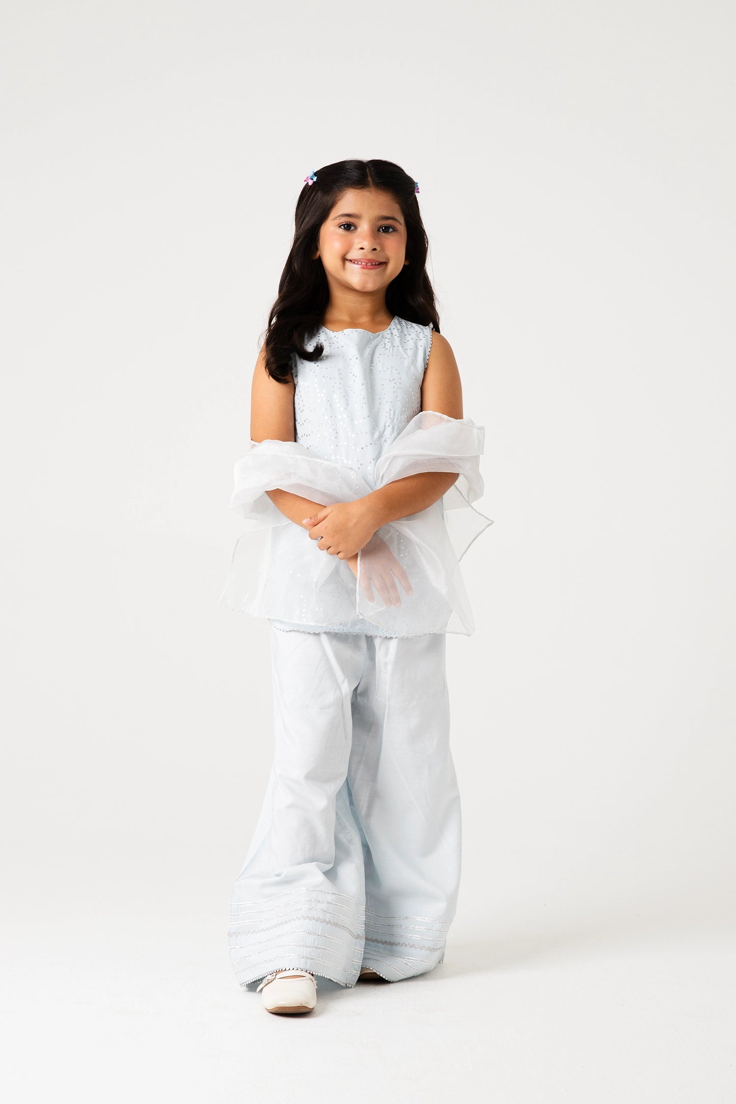 Silver Mint Sparkle Kurta Set - 3pc
