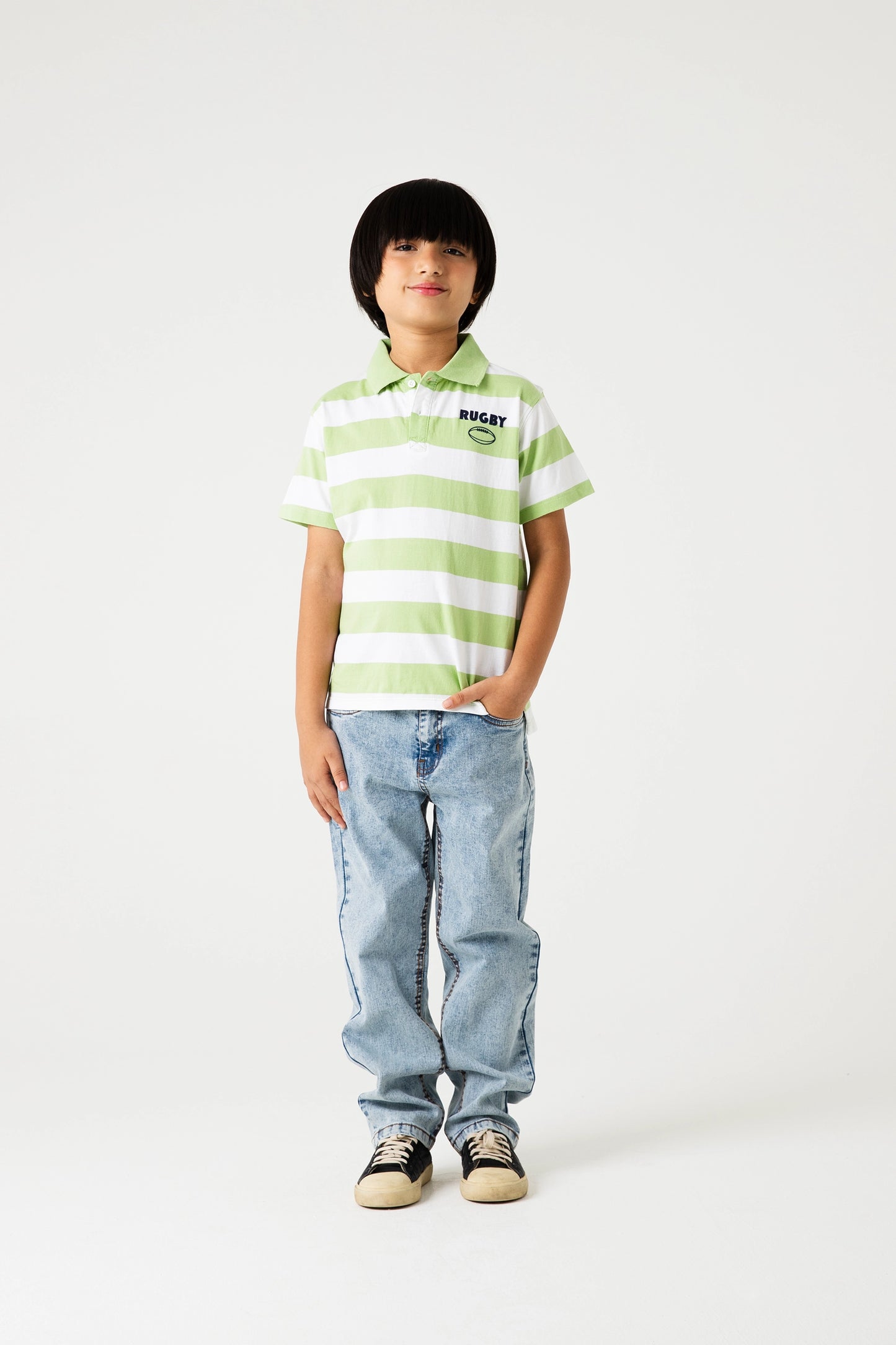Boys Pistachio Rugby Polo Shirt