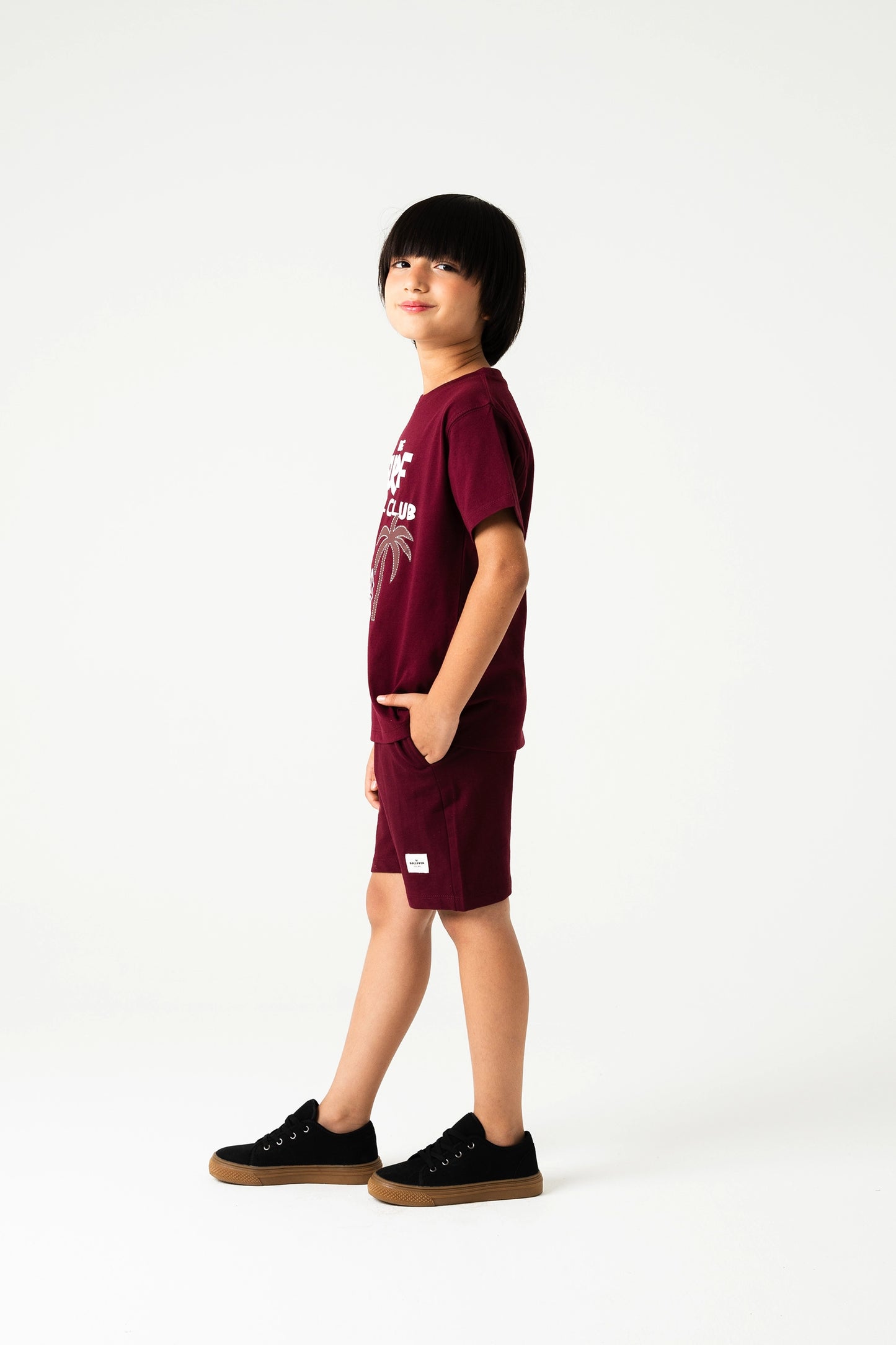 Boys Tropical Burgundy Surf Tee