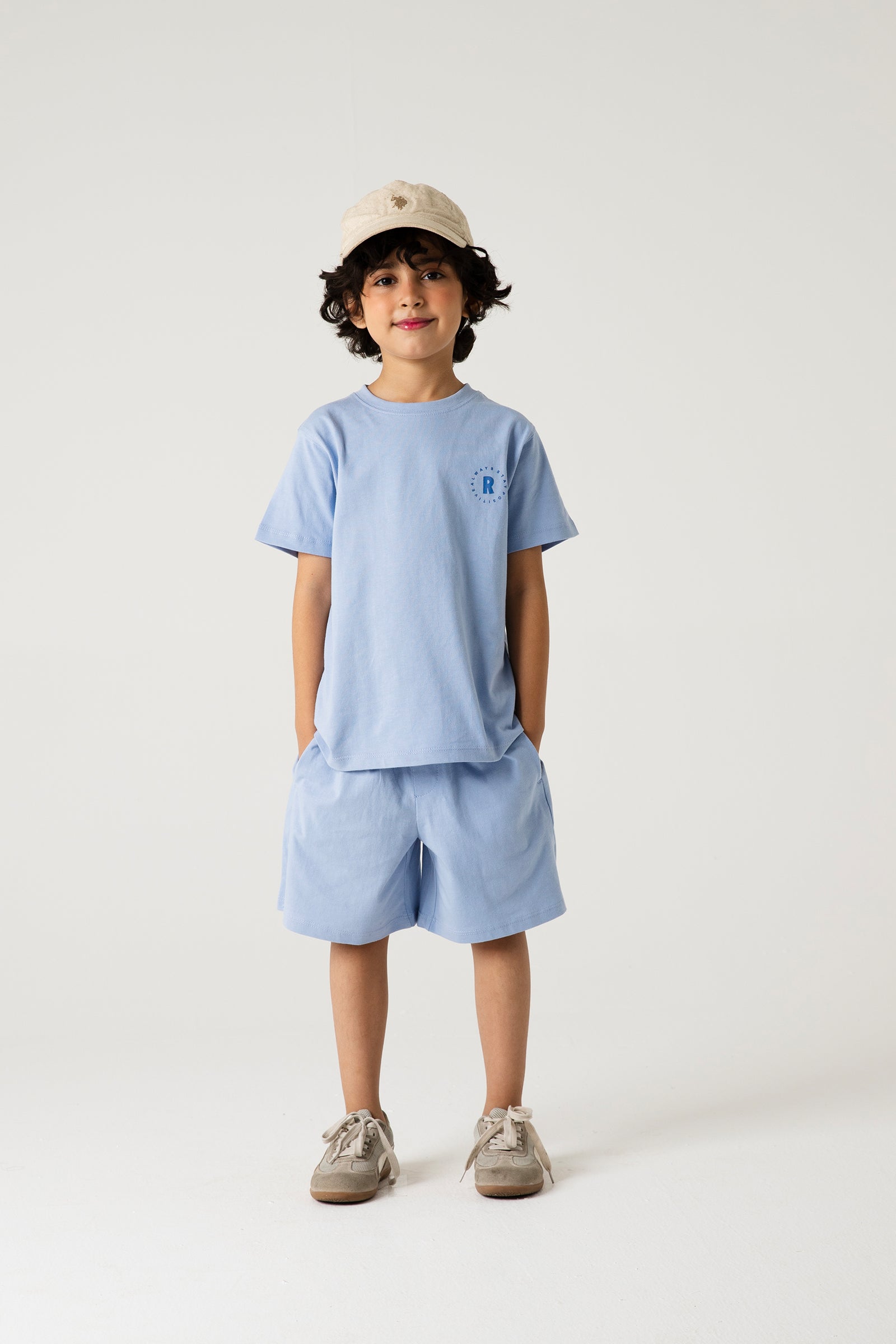 Boys Indigo Badge Solid Co-ord Set