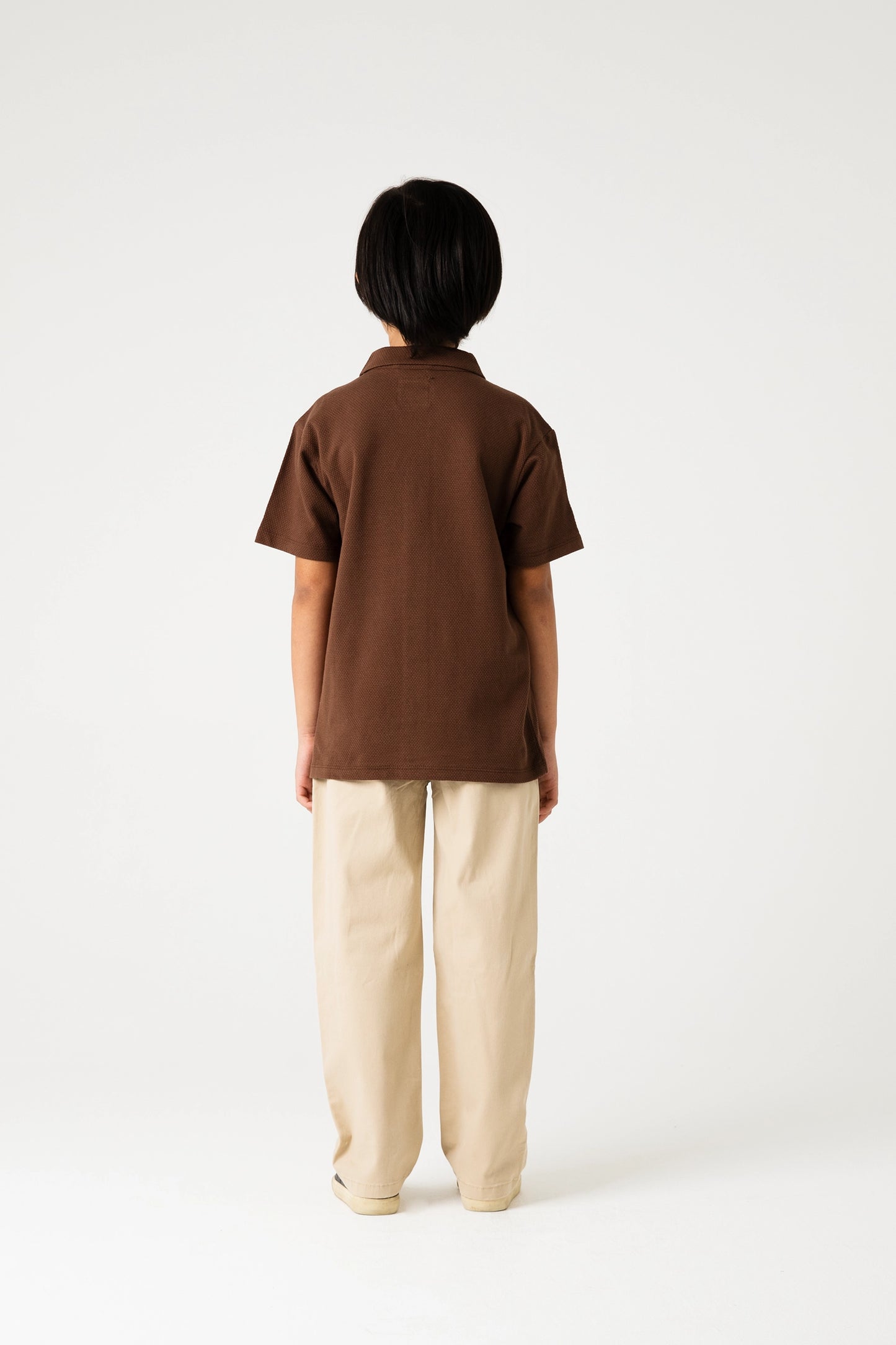 Boys Brown Popcorn Button Tee