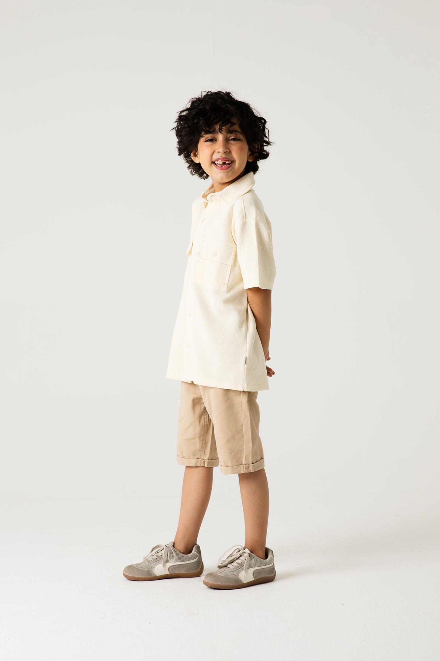 Boys Skin Waffle Button Tee