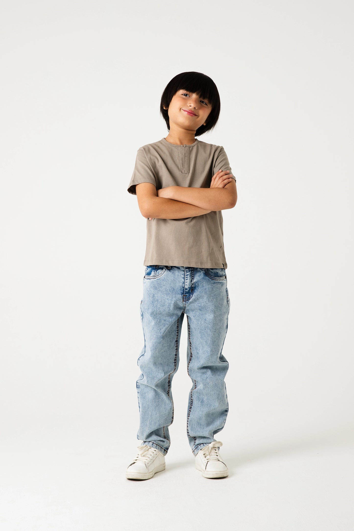 Boys Steel Grey Henley T-Shirt