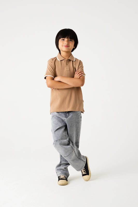 Boys Classic Dark Beige Polo Shirt