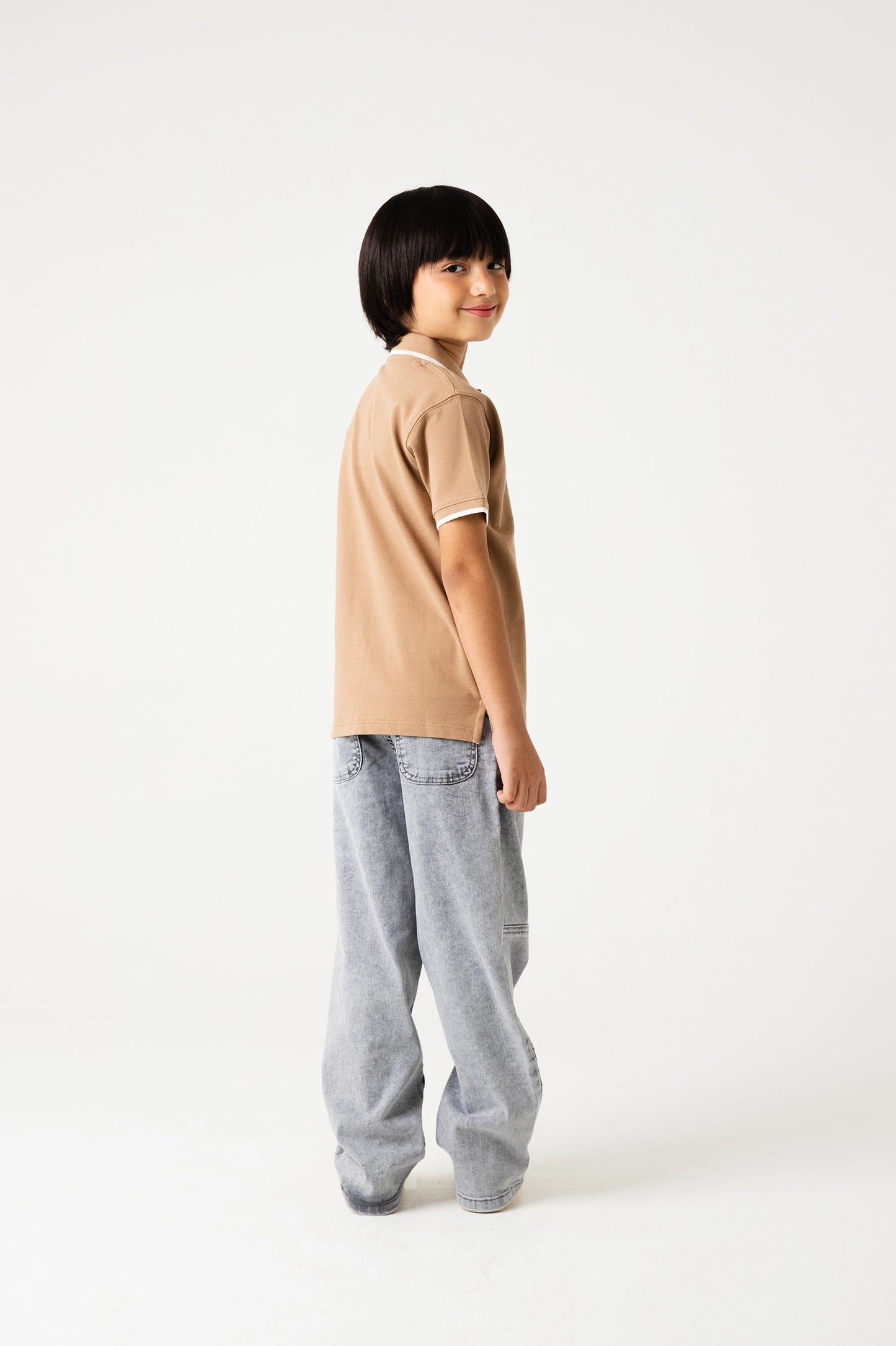 Boys Classic Dark Beige Polo Shirt
