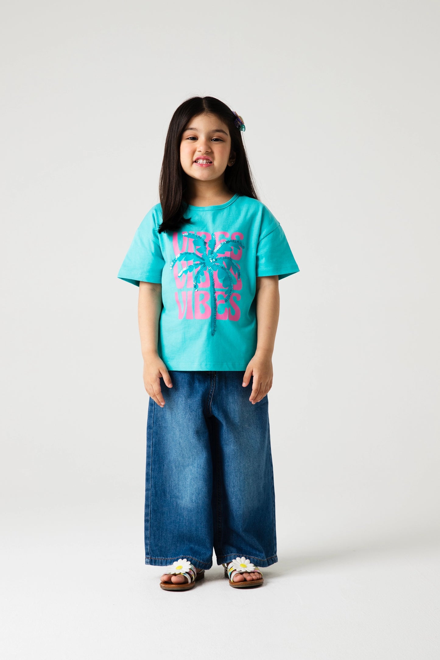 Girls Relaxed Turquoise Jersey Tee