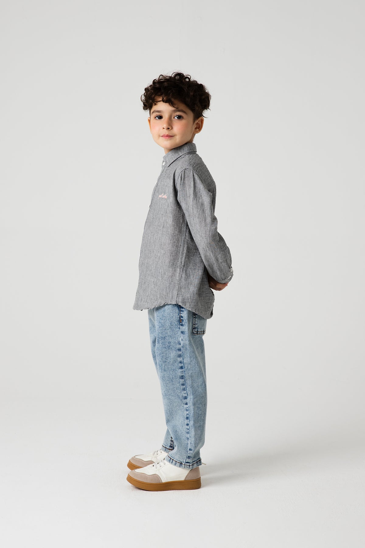 Grey Chambray Casual Shirt