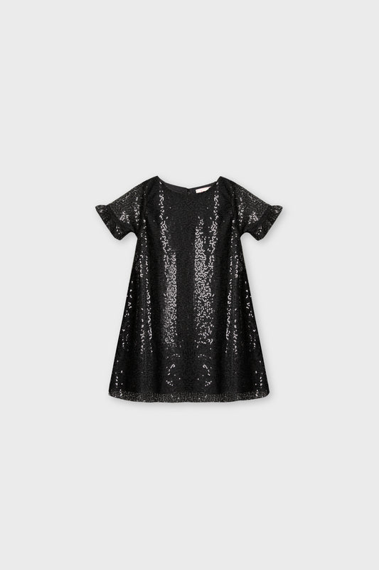Black Sequin A-Line Dress