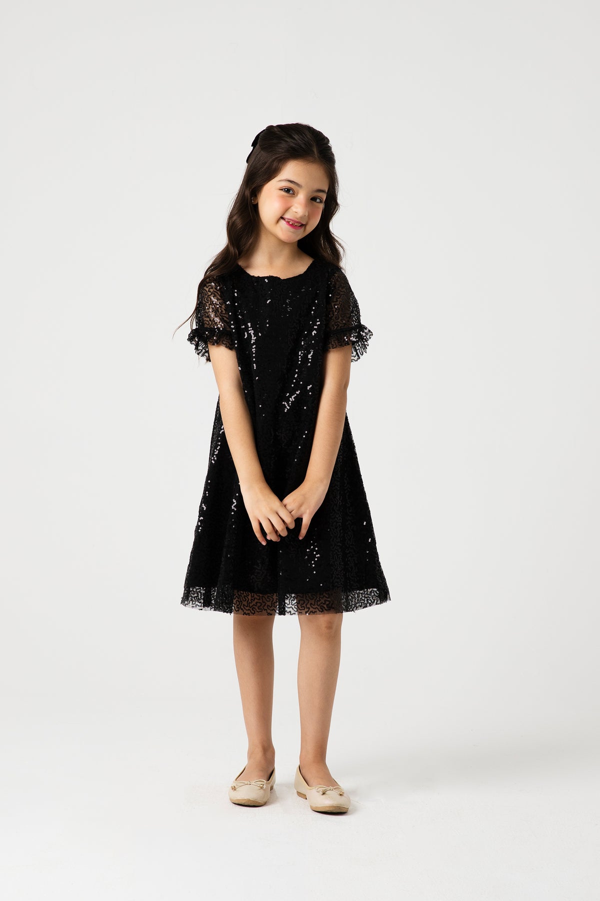 Black Sequin A-Line Dress