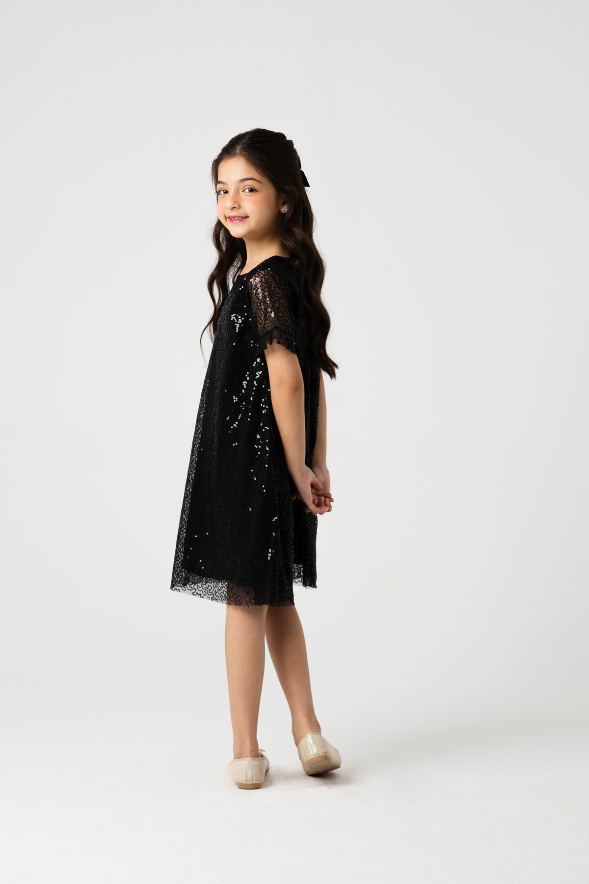 Black Sequin A-Line Dress
