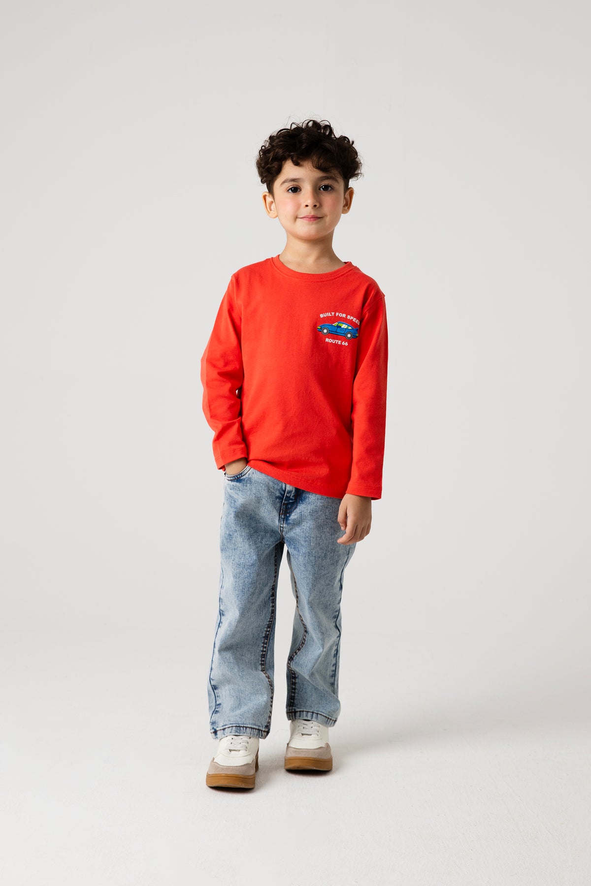 Boys Red Coral Racing Jersey Tee
