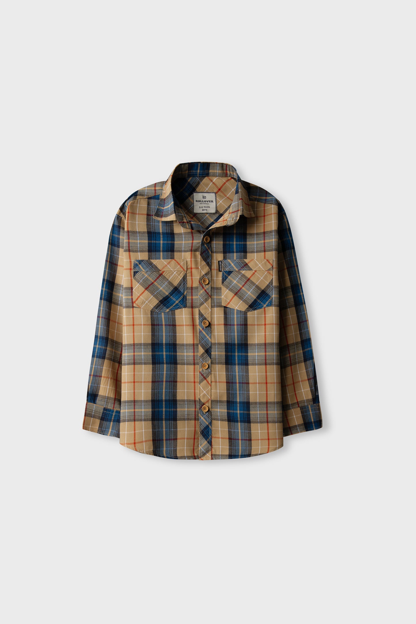 Boys Wooden Button Cotton Shirt