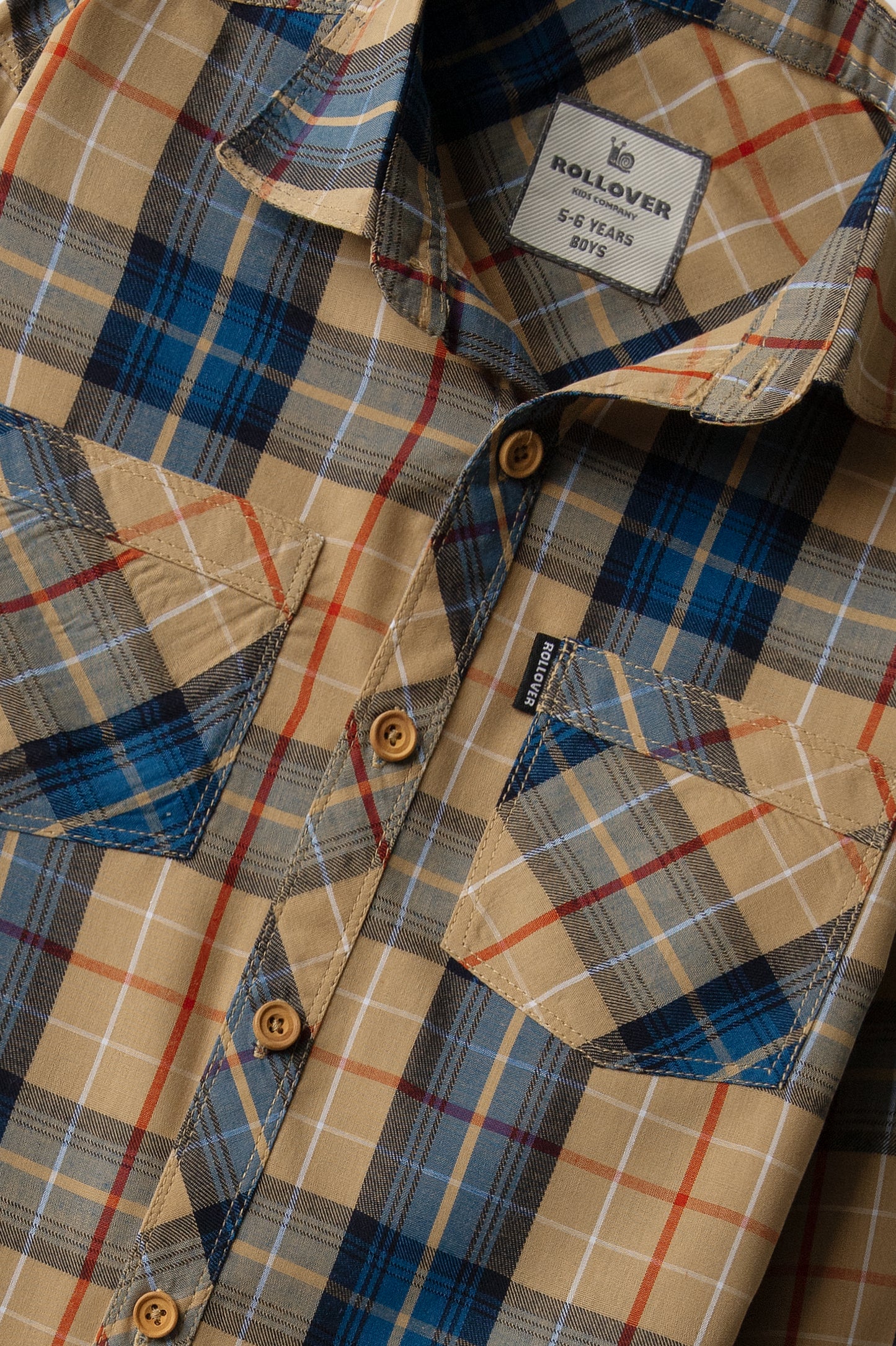 Boys Wooden Button Cotton Shirt