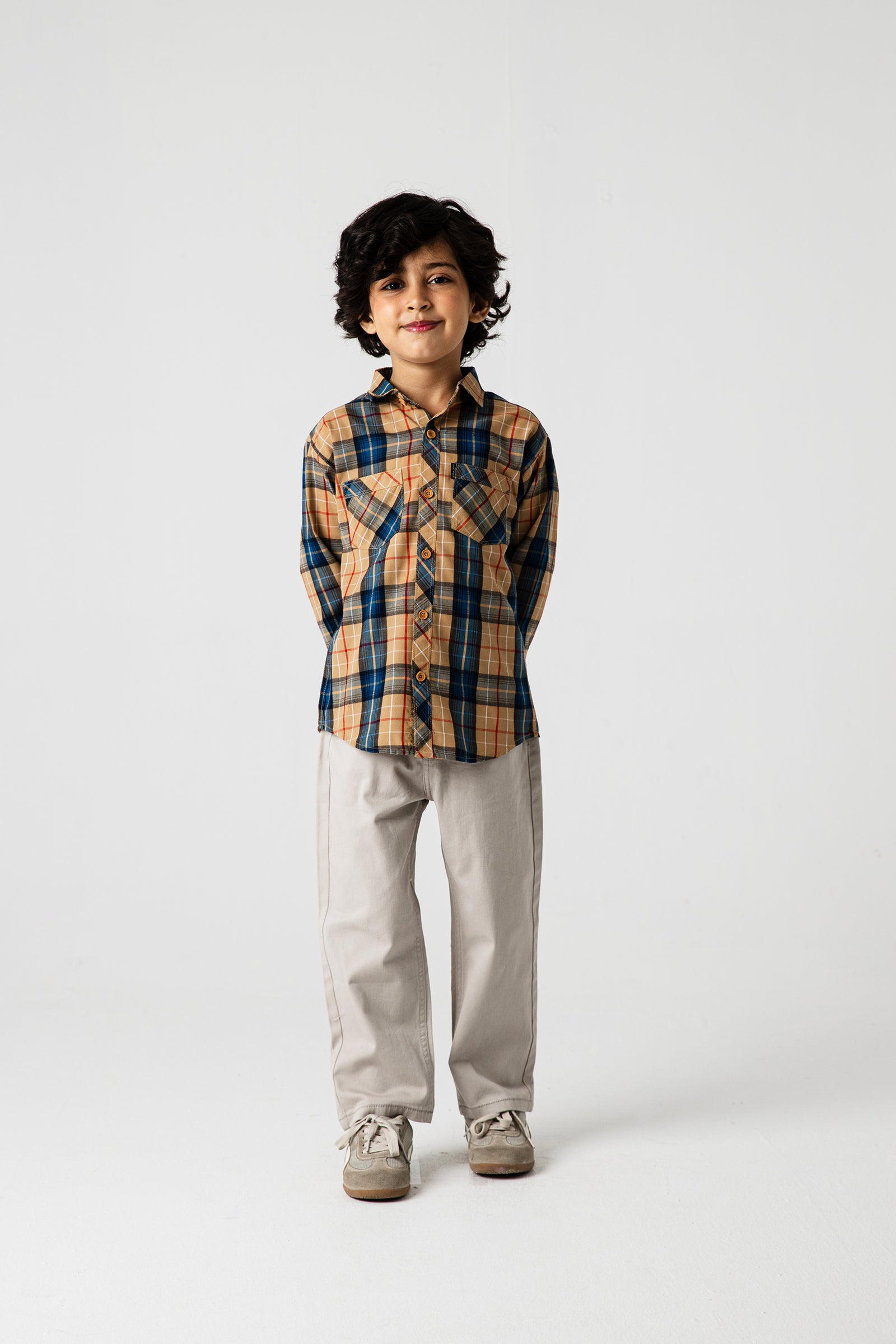 Boys Wooden Button Cotton Shirt