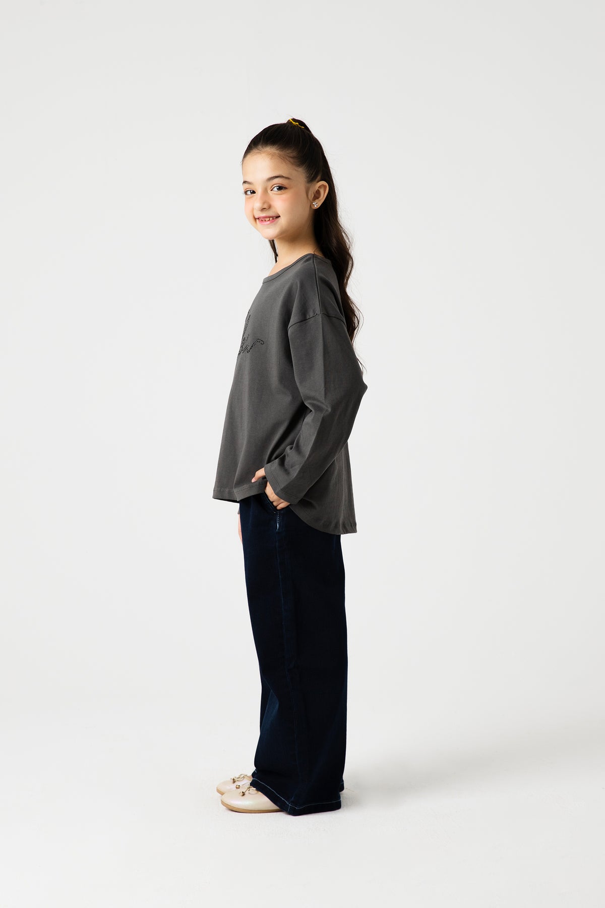 Girls Charcoal Muse Drop Tee