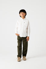 Boys Solid White Cotton Shirt