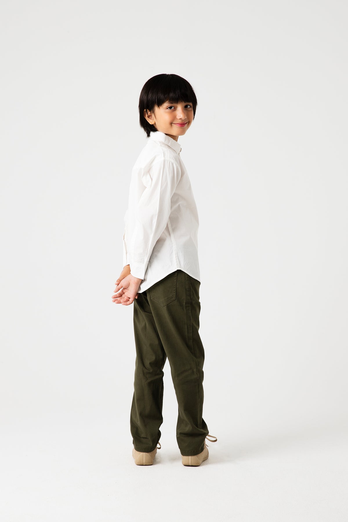 Boys Solid White Cotton Shirt