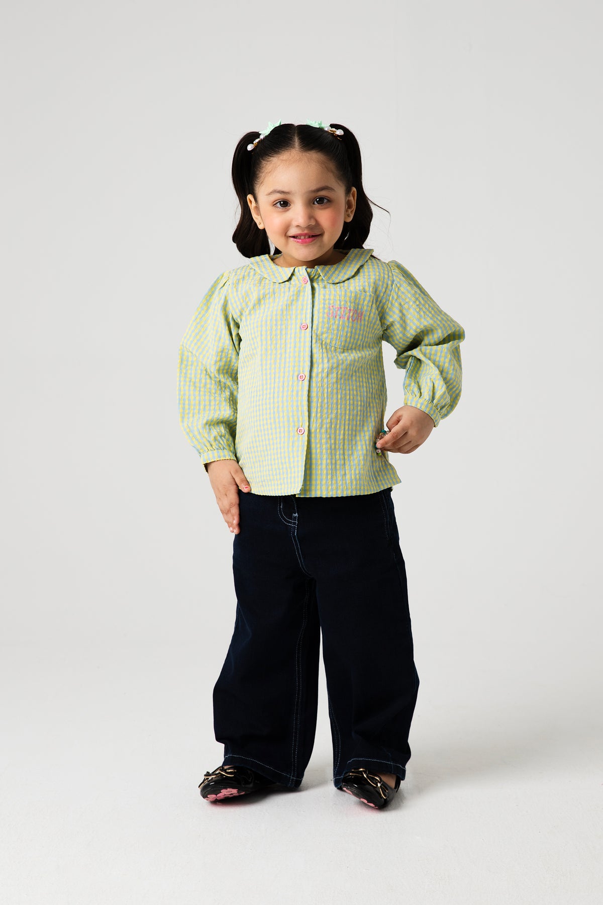 Yellow Sky Gingham Cotton Top