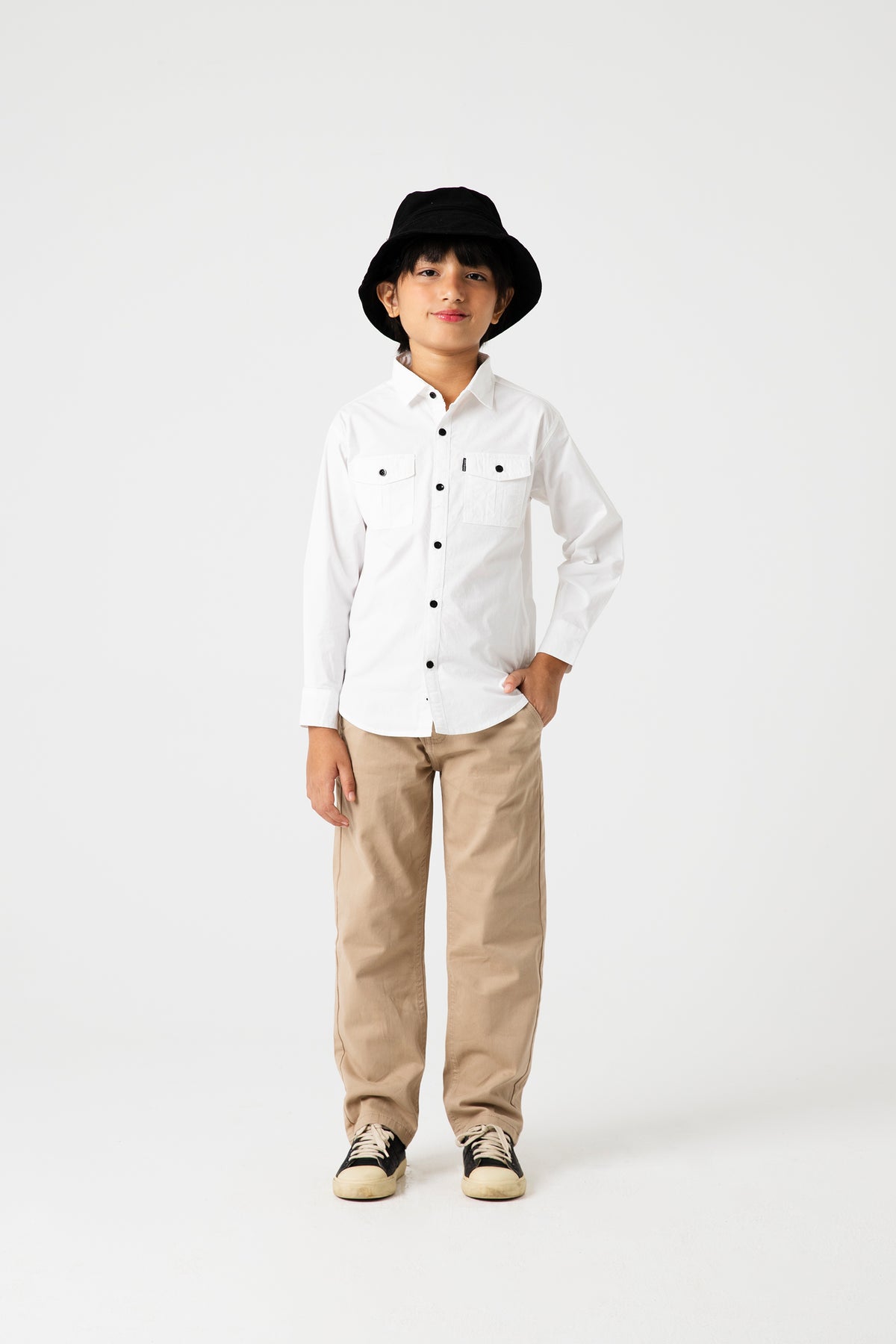 Boys Solid White Cotton Shirt