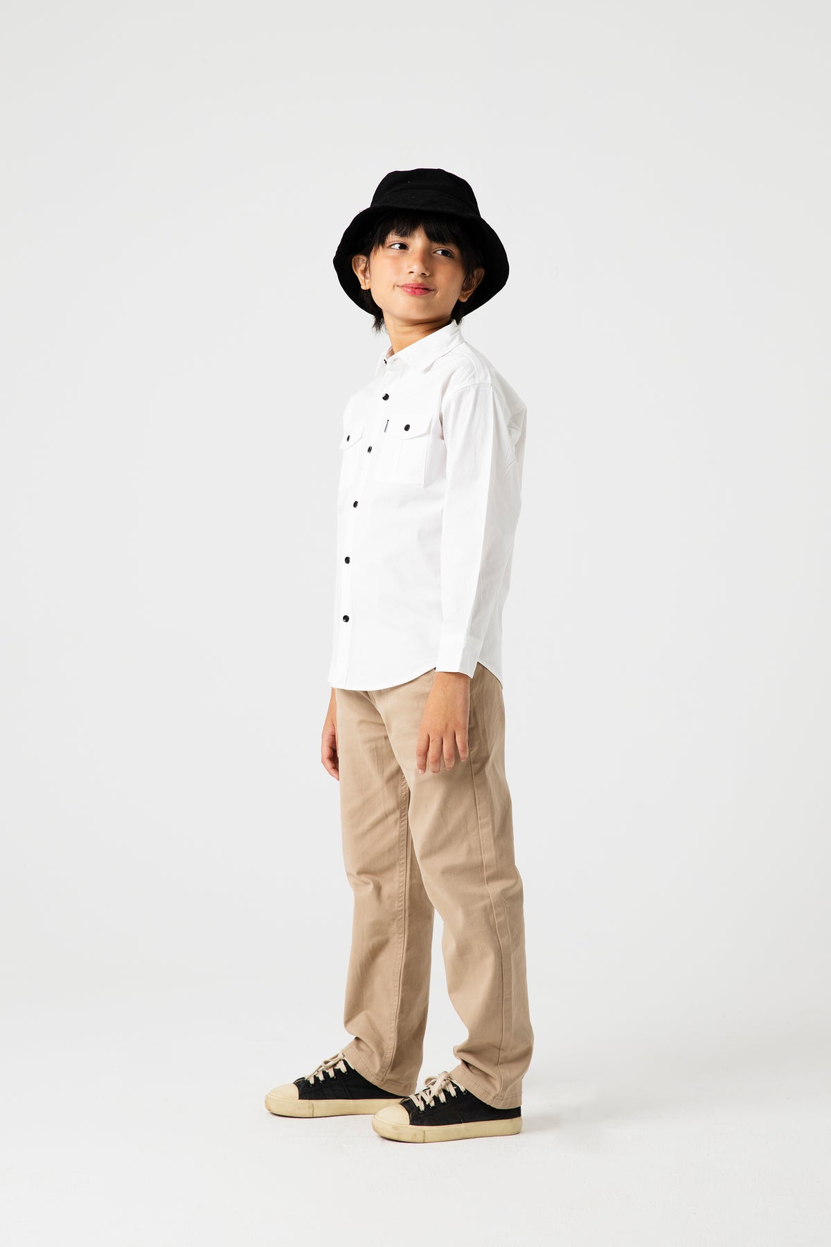 Boys Solid White Cotton Shirt