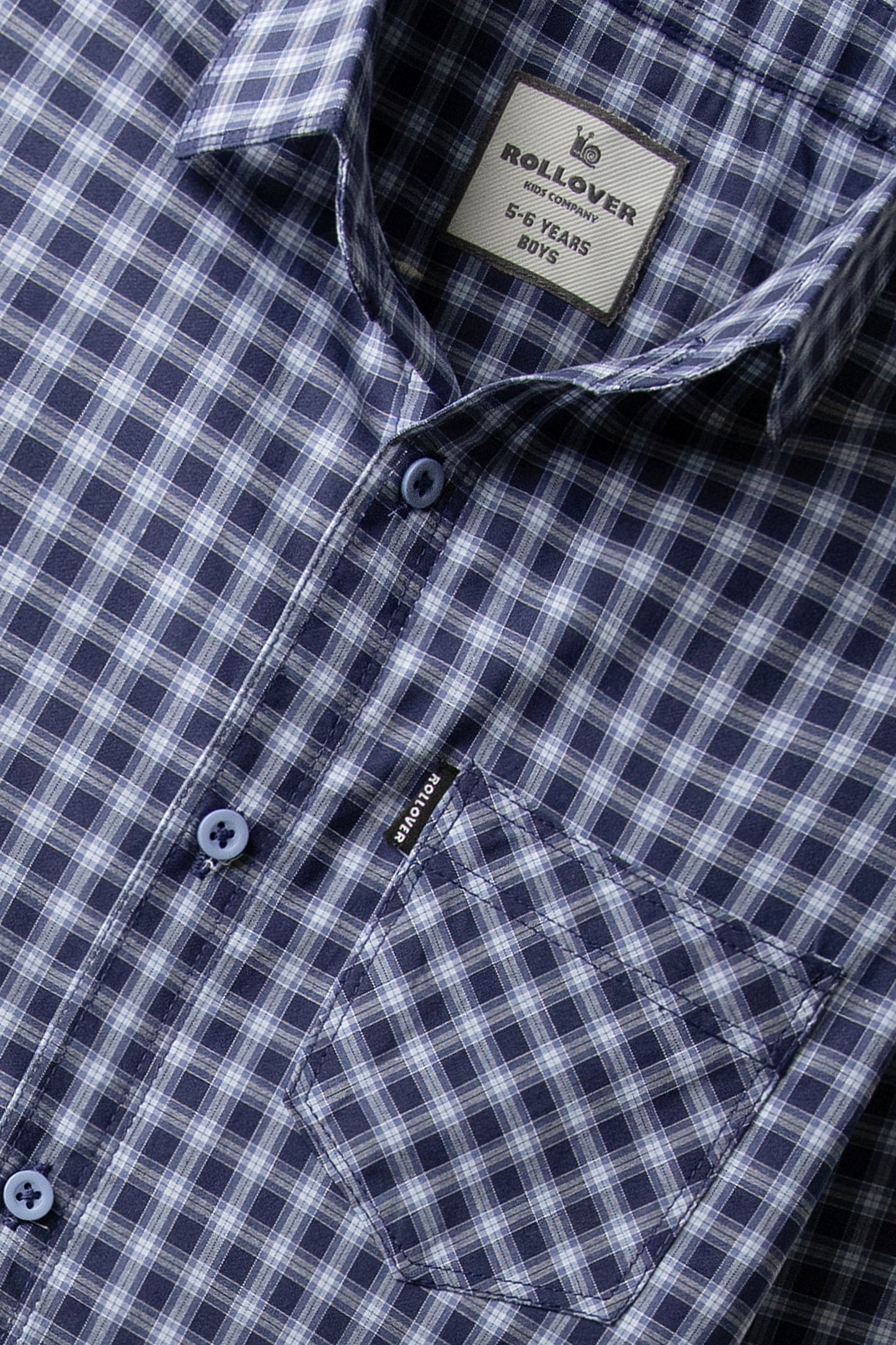 Boys Navy Check Cotton Casual Shirt